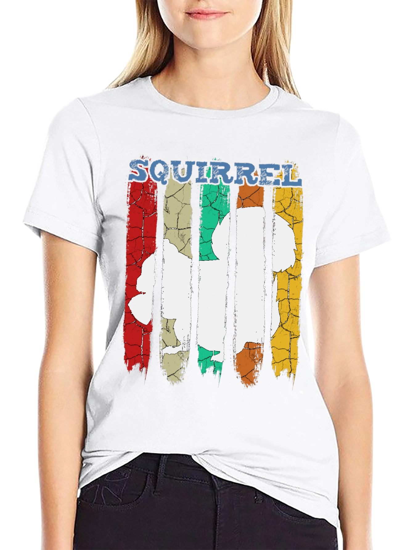 Black Squirrel Retro Vintage Style Black T-Shirt view 9