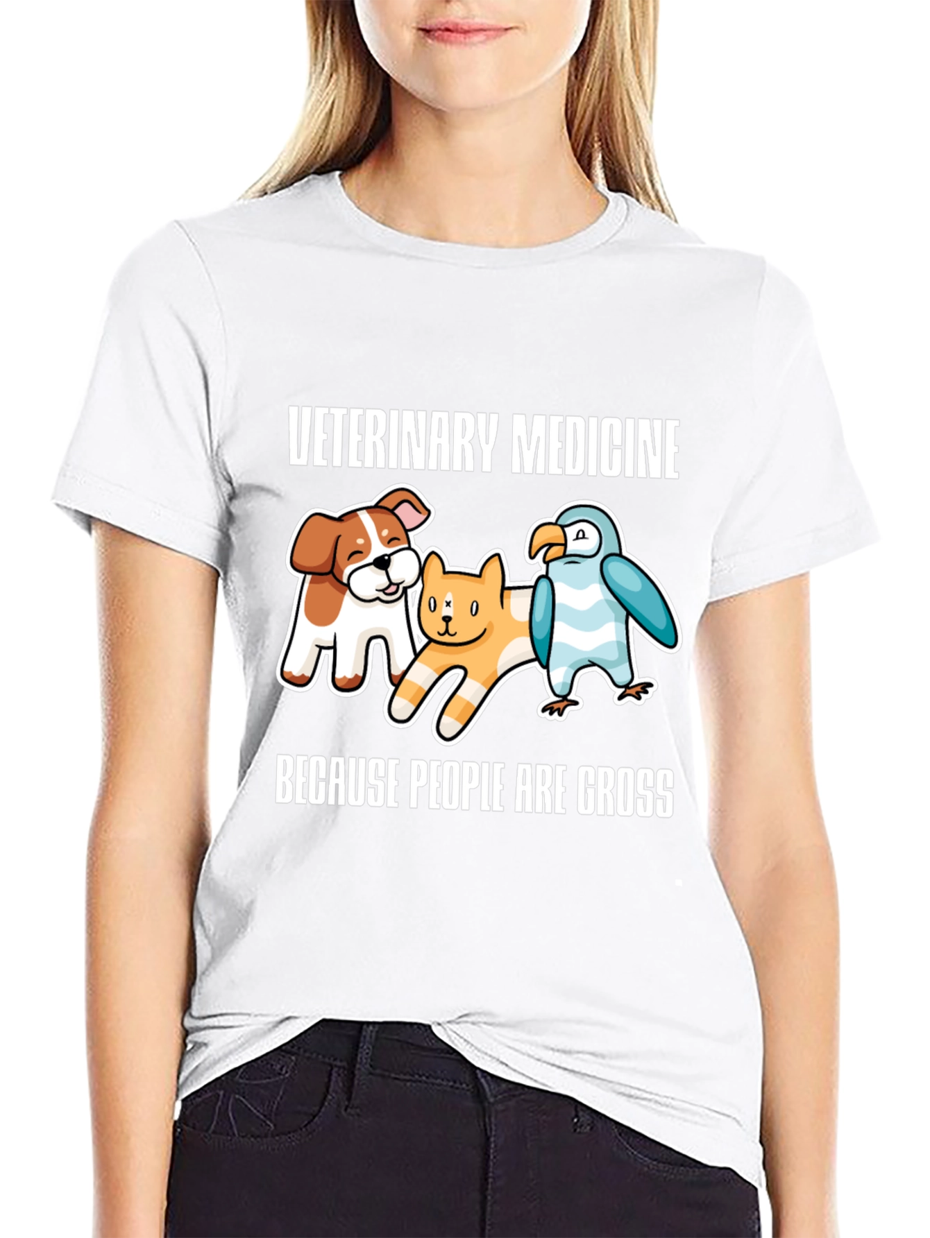 Black Veterinary Medicine Cartoon Graphic Tee view 9