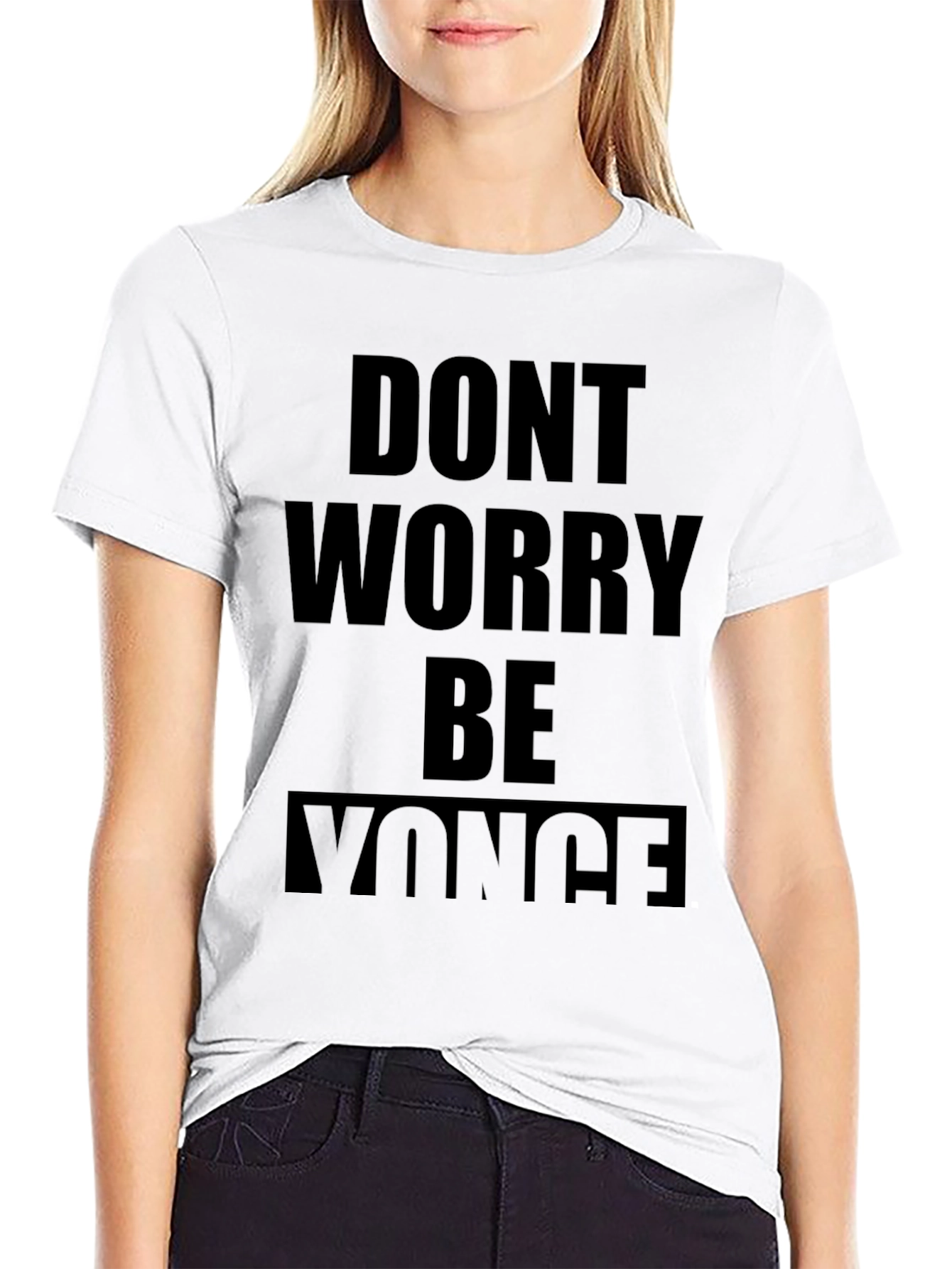 Black Don't Worry Be Yonce T-Shirt - Men's Black Tee view 9