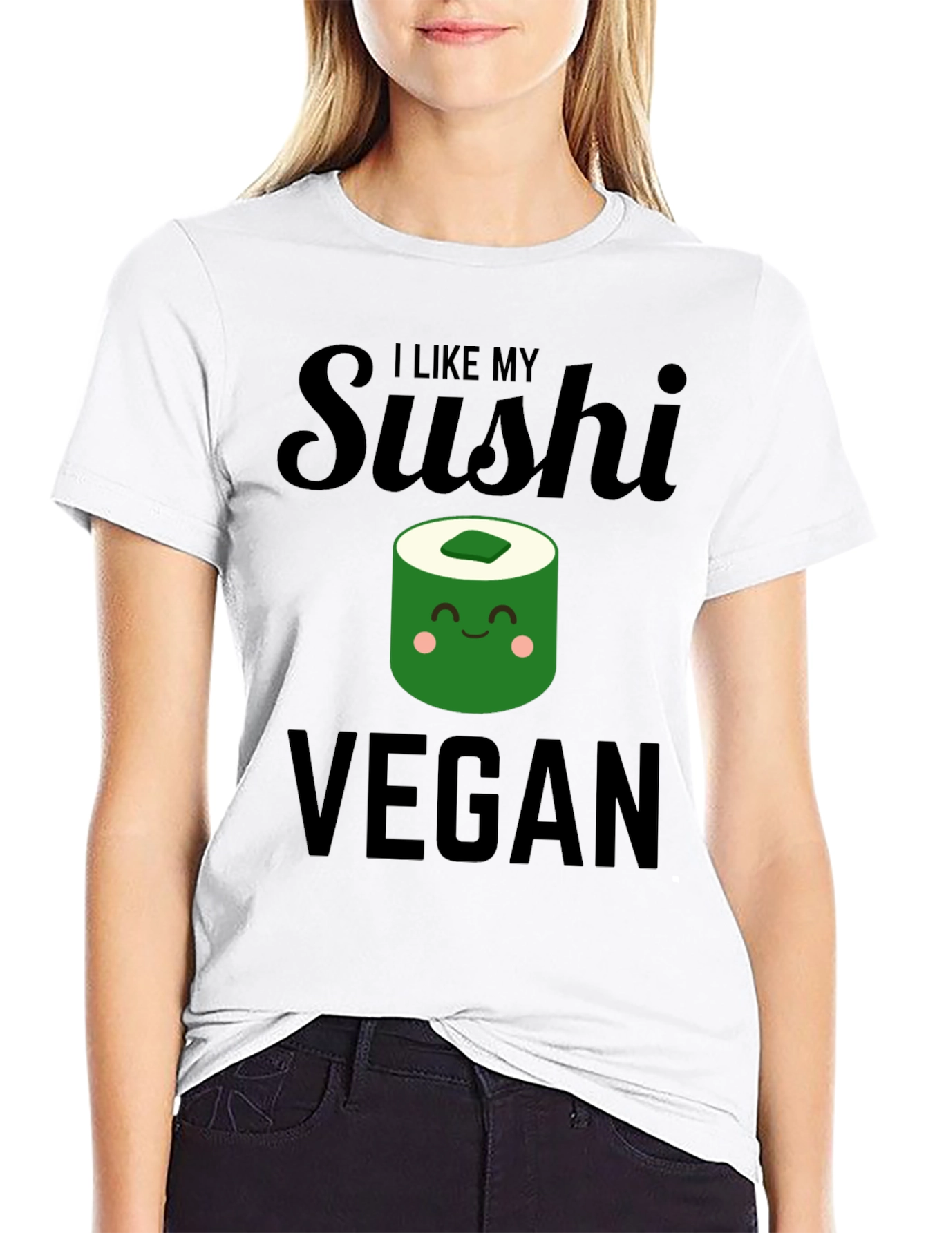Black Vegan Sushi Graphic T-Shirt - Unisex Casual Tee view 9