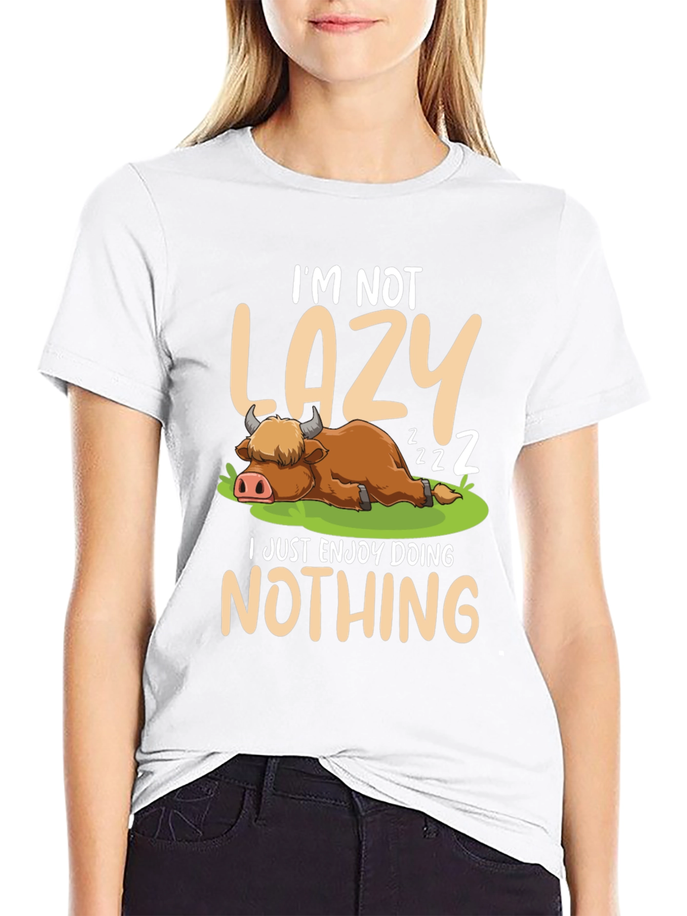 Black Lazy Cow T-Shirt - Enjoy Doing Nothing view 9
