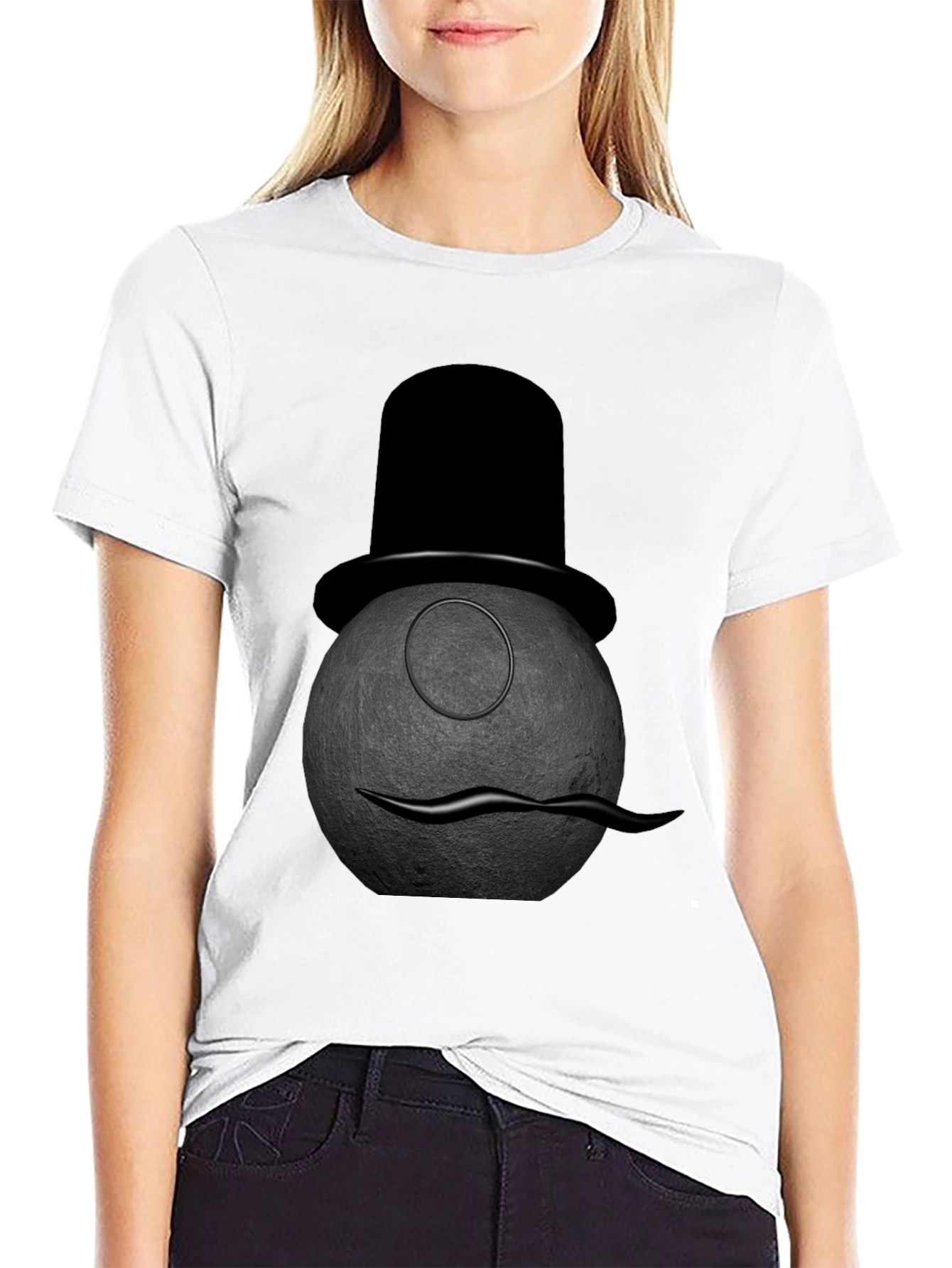 Black Dapper Moon Man Graphic Tee view 9