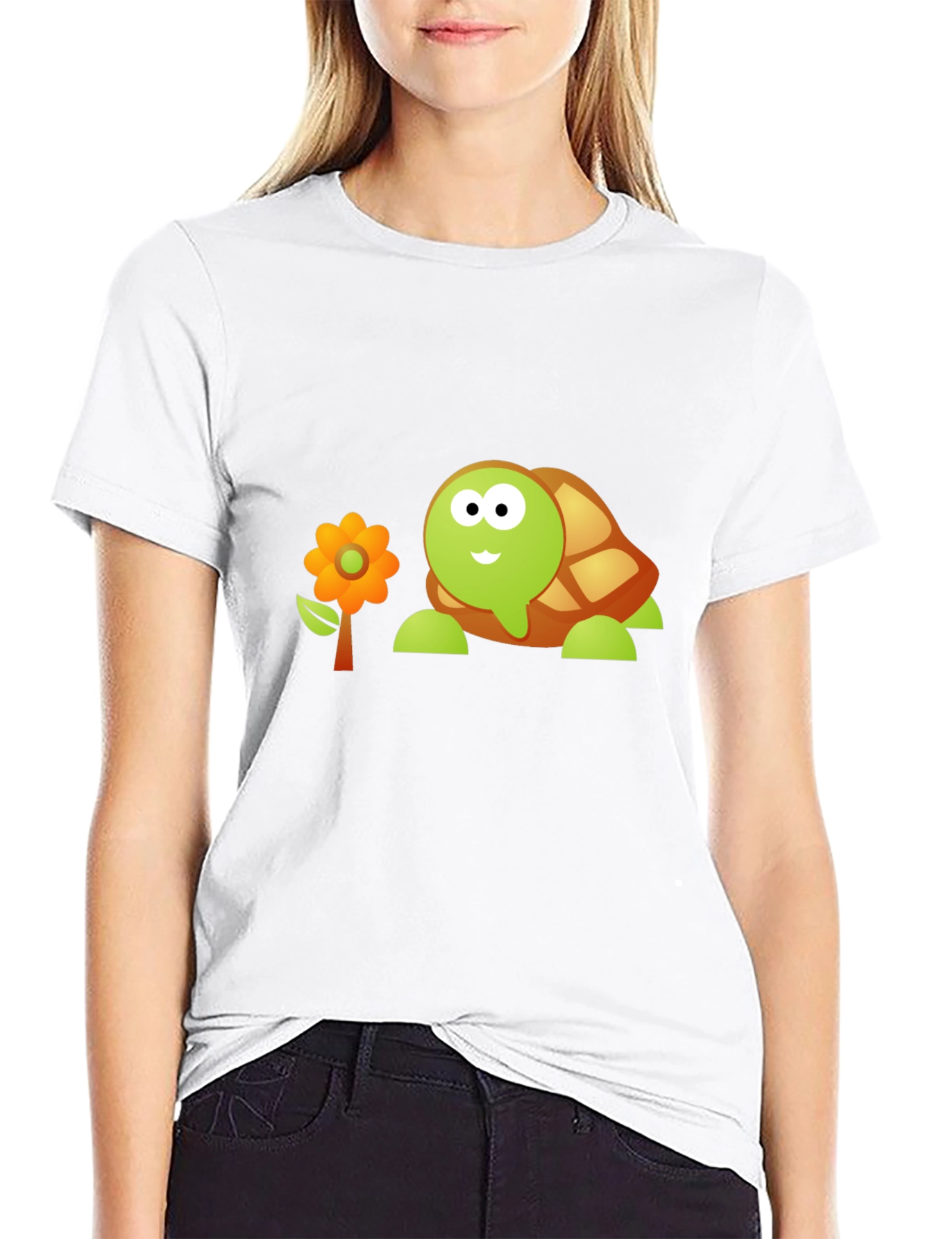 Black Cartoon Turtle Graphic Tee view 9