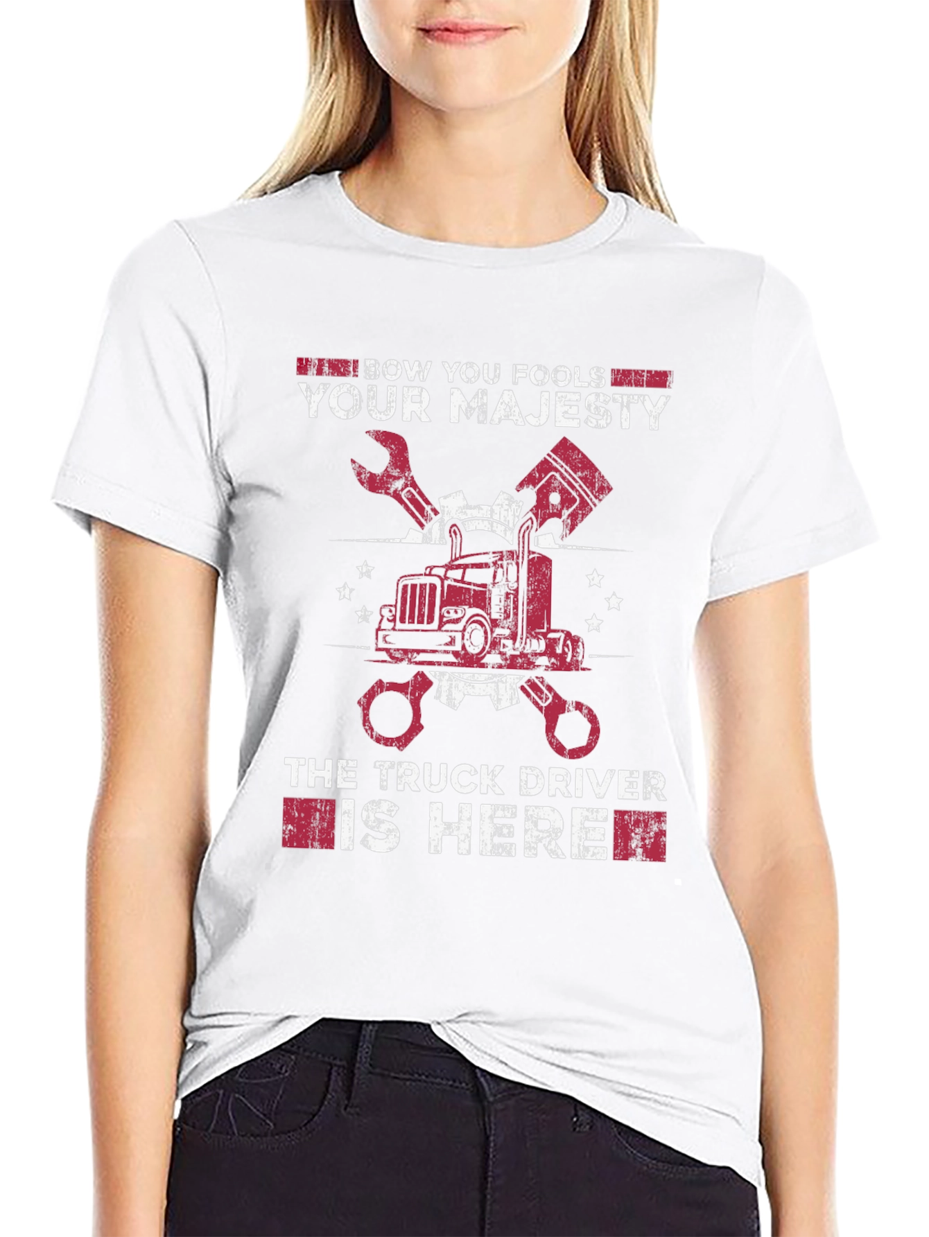 Black Bow You Fools Truck Driver T-Shirt view 9