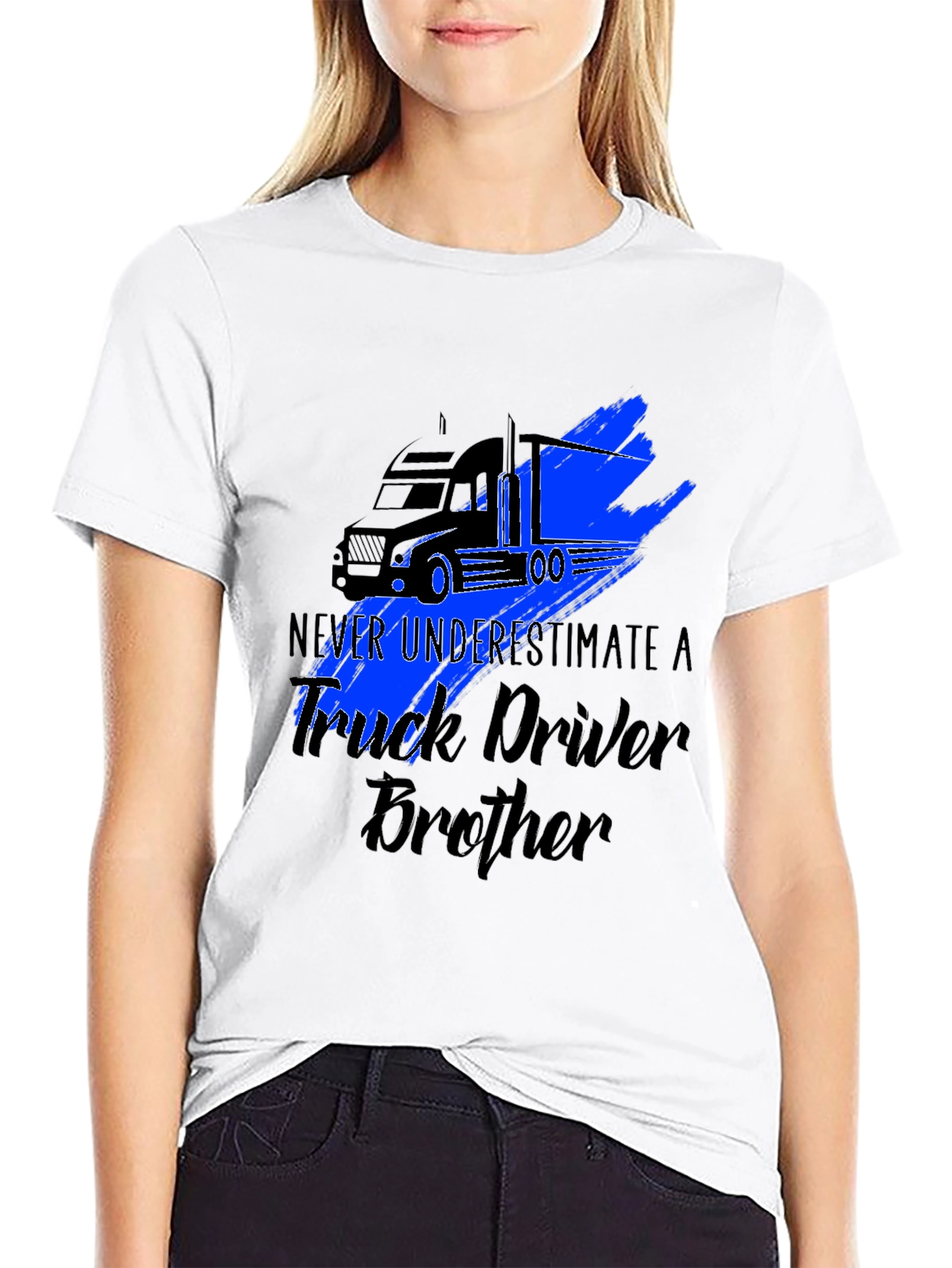 Black Truck Driver Brother Graphic Tee - Black T-Shirt view 9
