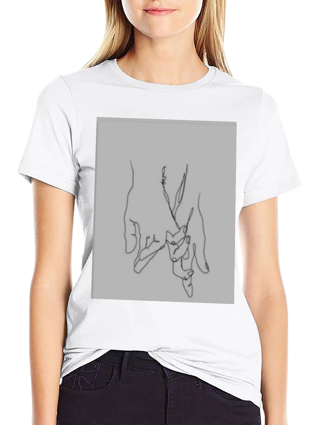 Black Minimalist Hand Holding Graphic Tee view 9
