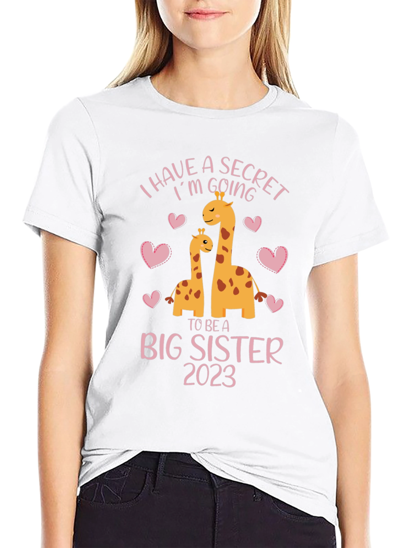 Big Sister 2023 Giraffe Pregnancy Announcement T-Shirt - 9