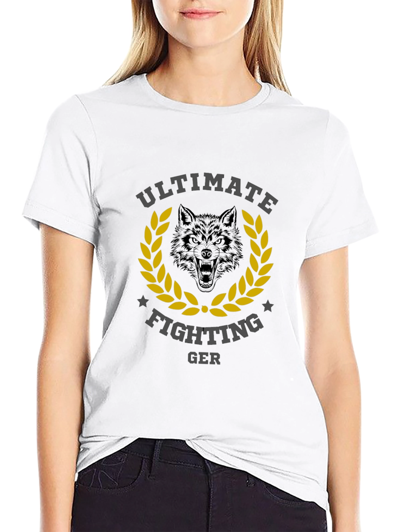 Black Ultimate Fighting GER Wolf Graphic T-Shirt view 9