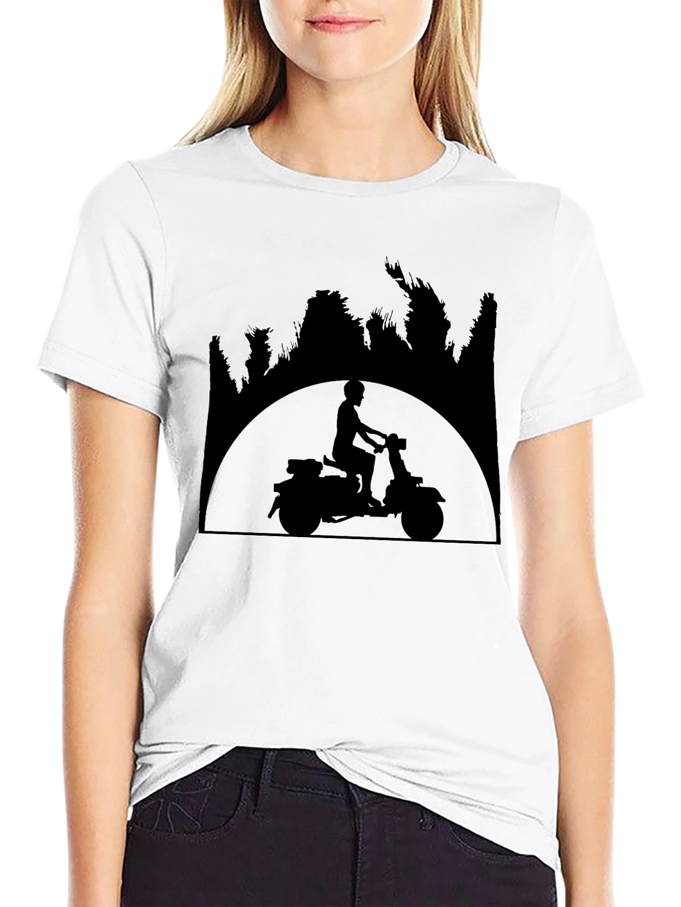 Black Retro Scooter Silhouette Black T-Shirt view 9