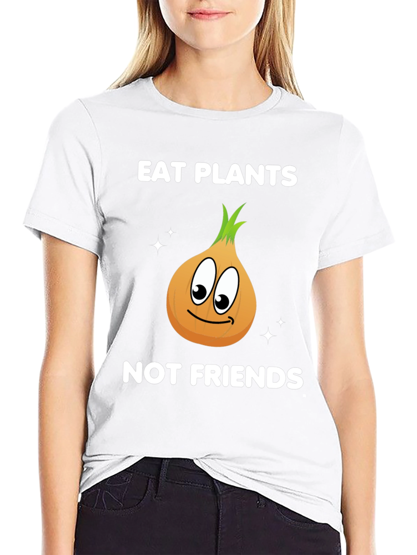 Black Eat Plants Not Friends Vegan Graphic T-Shirt view 9