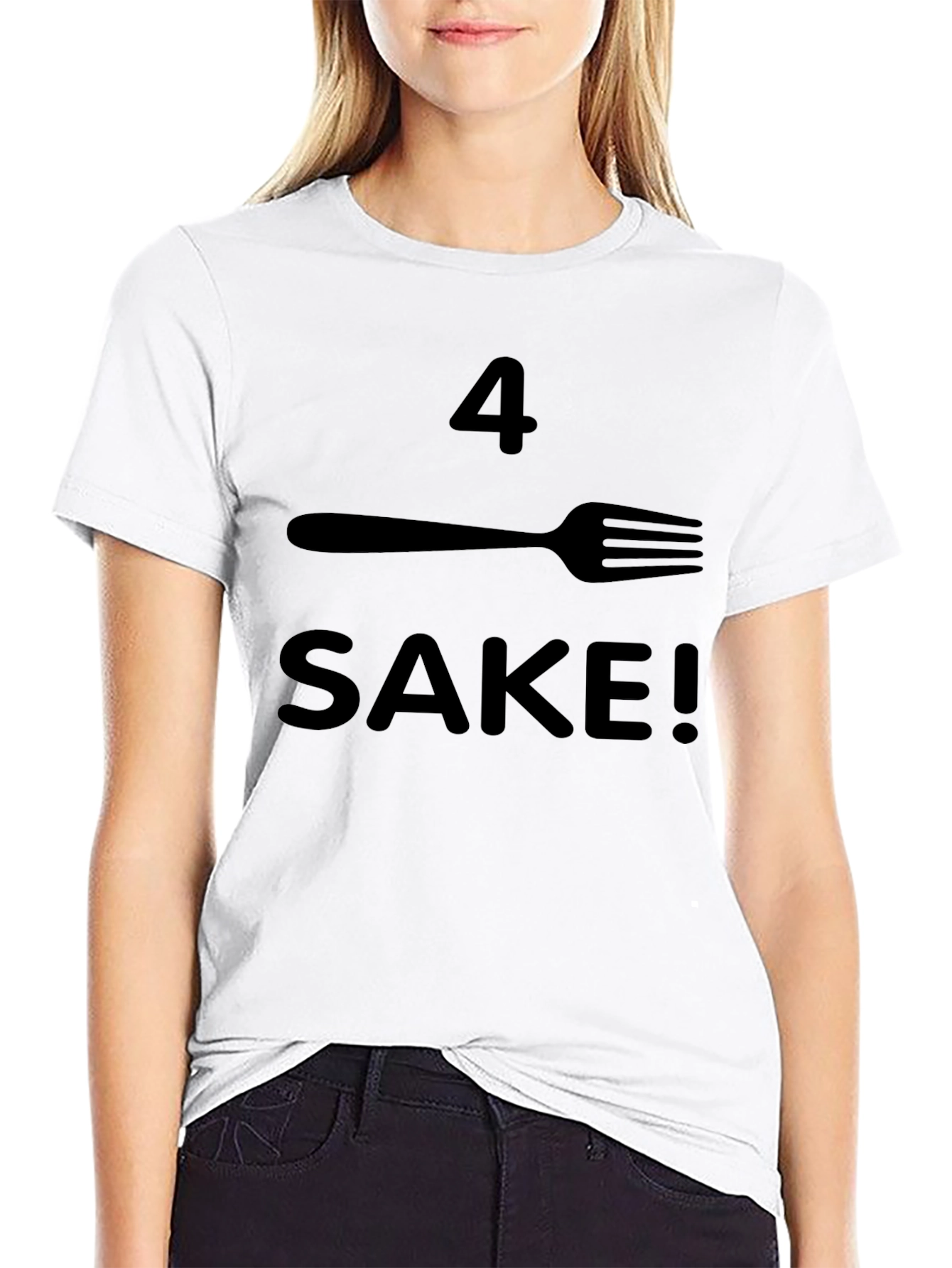 Black Humorous "4 Fork Sake" Graphic Tee - Black view 9