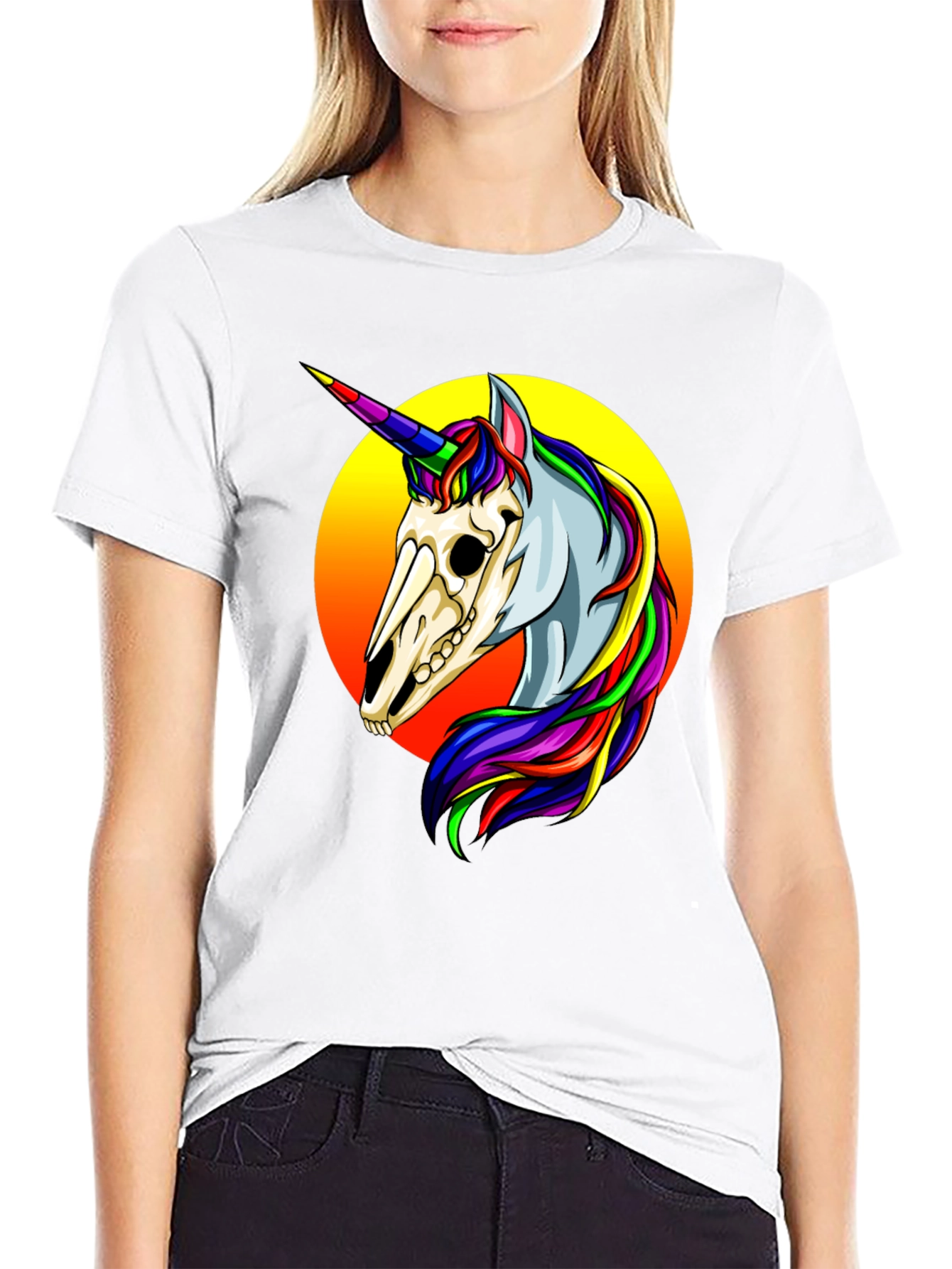 Black Unicorn Skull Graphic Tee - Black view 9