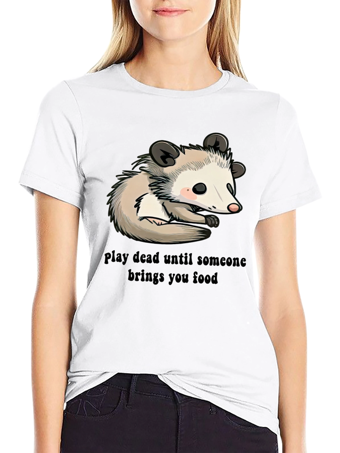 Black Opossum Play Dead Graphic Tee - Funny Animal Shirt view 9