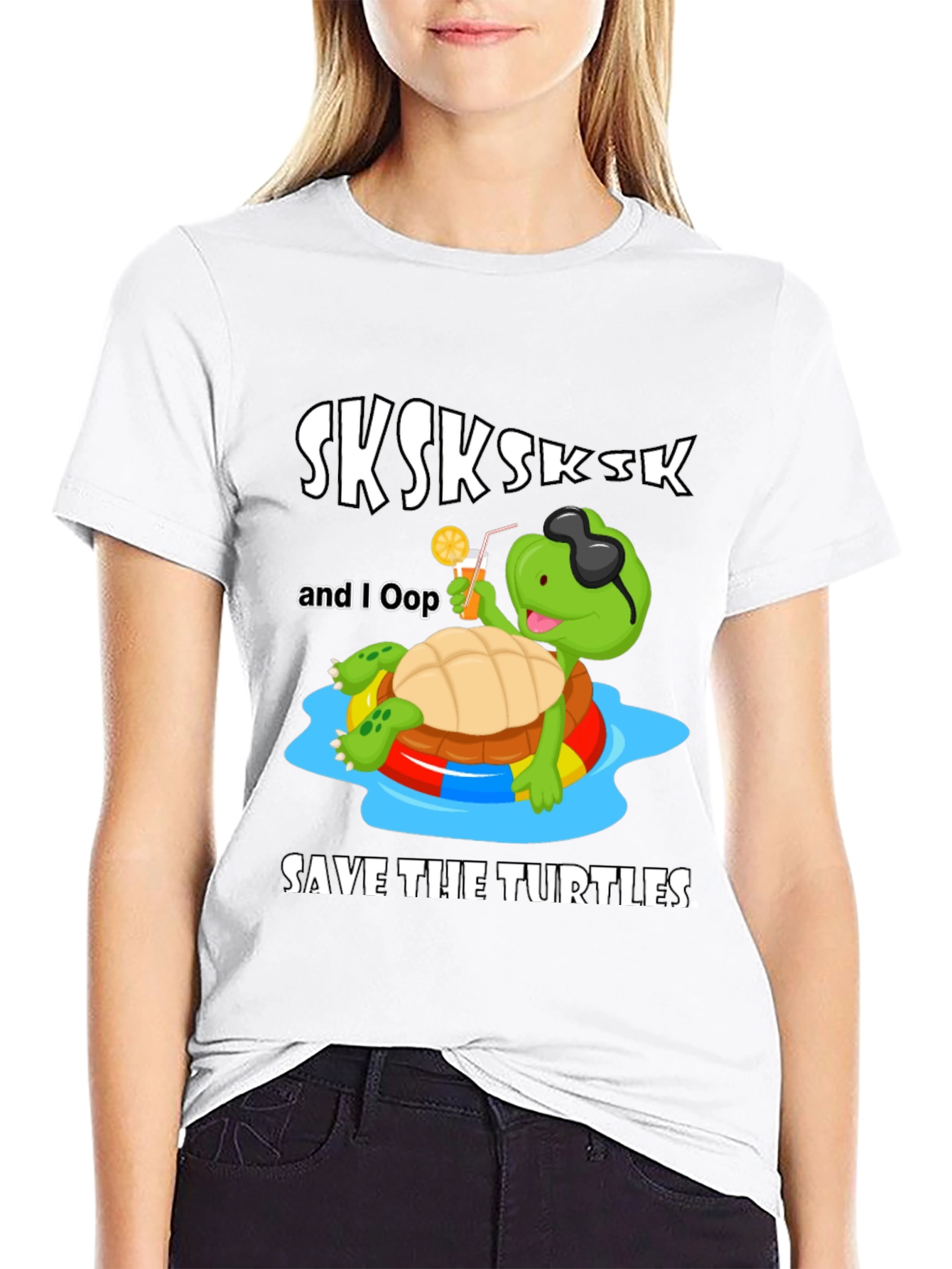 Black Save The Turtles T-Shirt, SKSKSK and I Oop Turtle view 9