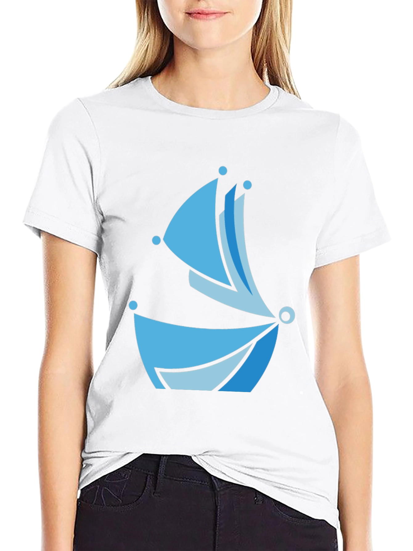 Black Blue Boat Graphic Tee - Modern Style view 9
