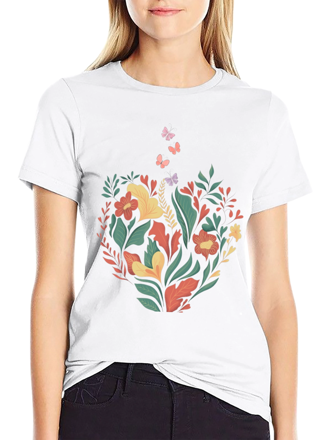 Black Floral Coffee Cup T-Shirt - Nature Lover Tee view 9
