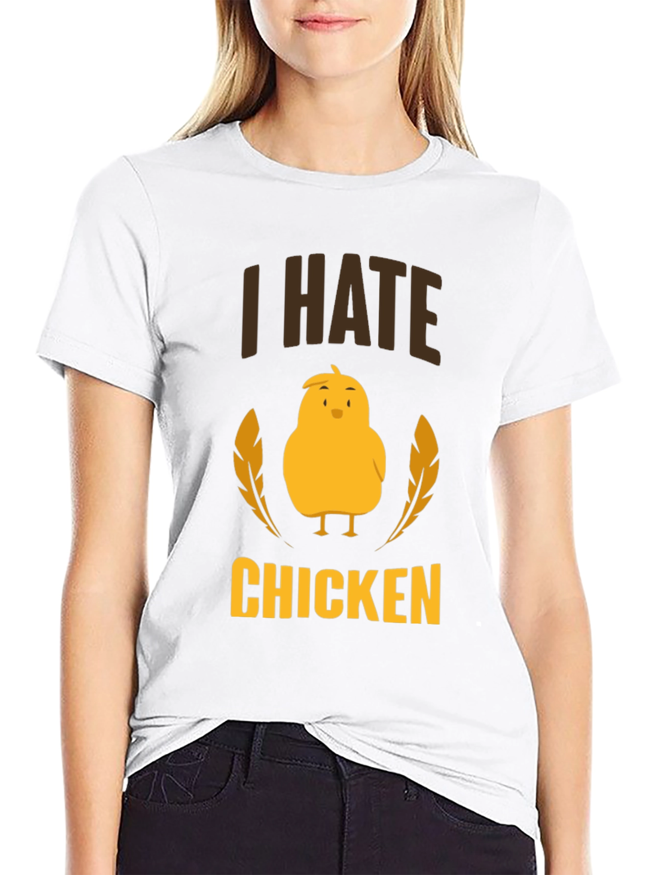 Black I Hate Chicken T-Shirt - Funny Graphic Tee view 9