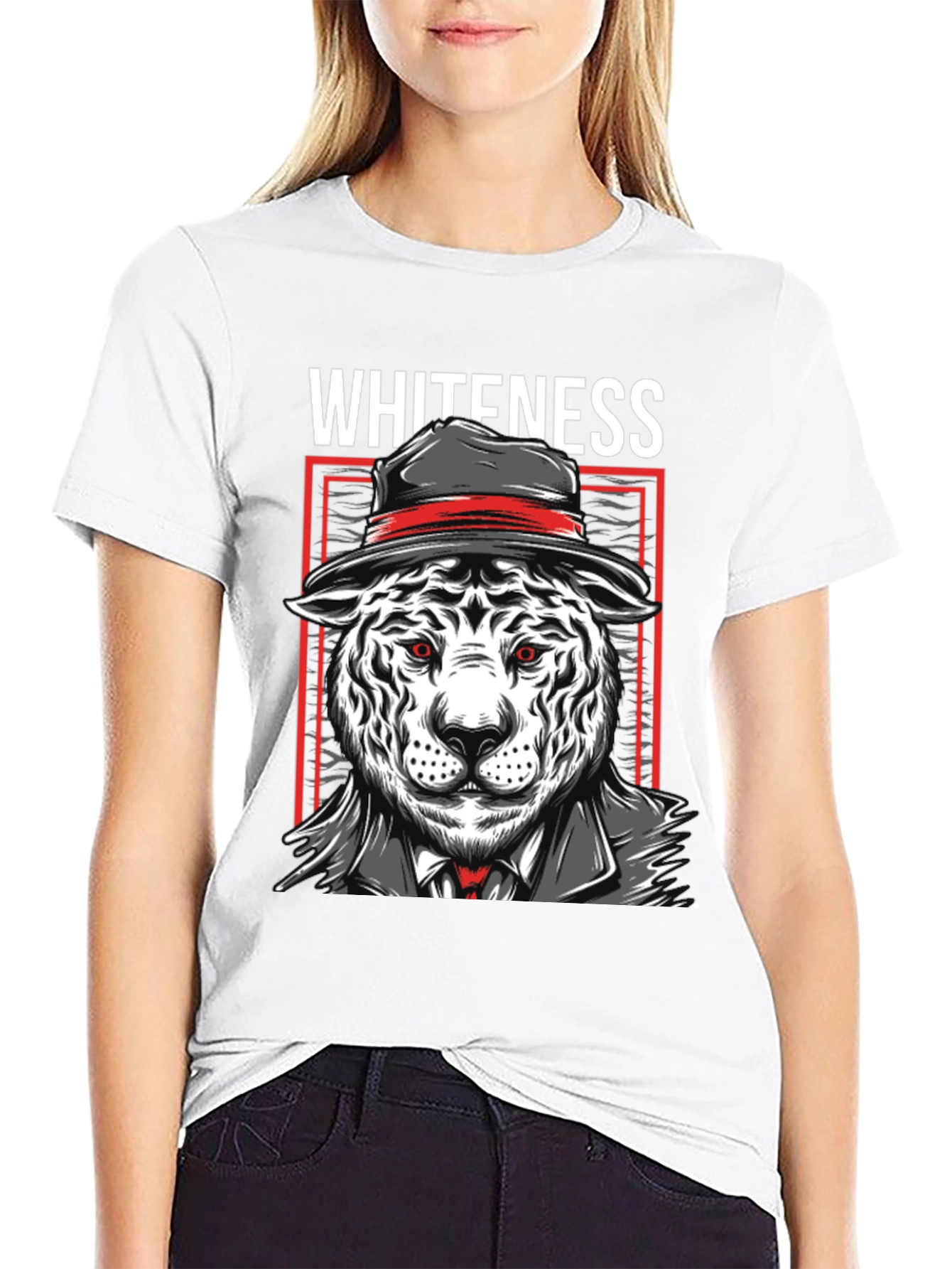 Black Whiteness Tiger Graphic T-Shirt view 9