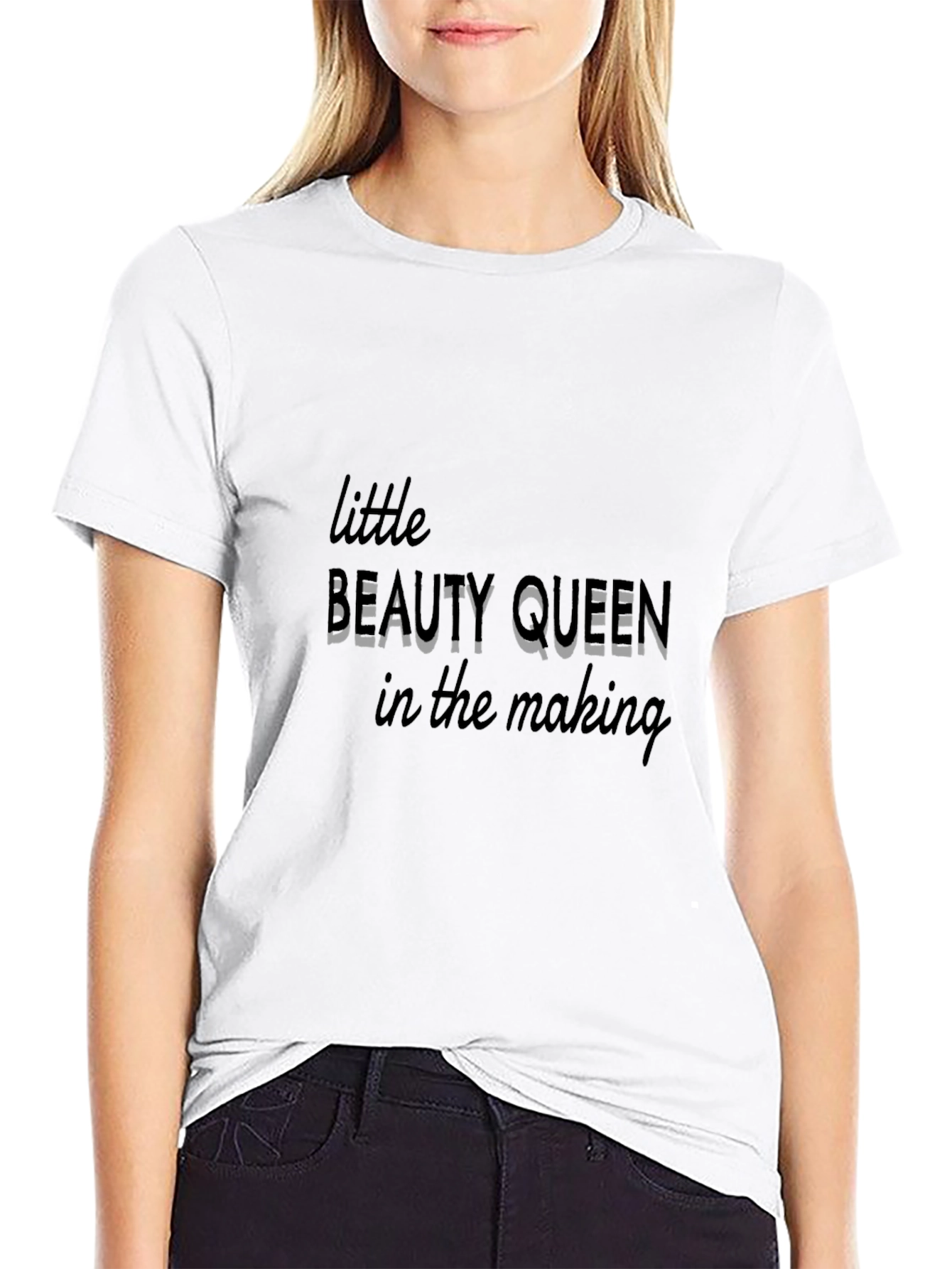 Black Little Beauty Queen in the Making Black T-Shirt view 9
