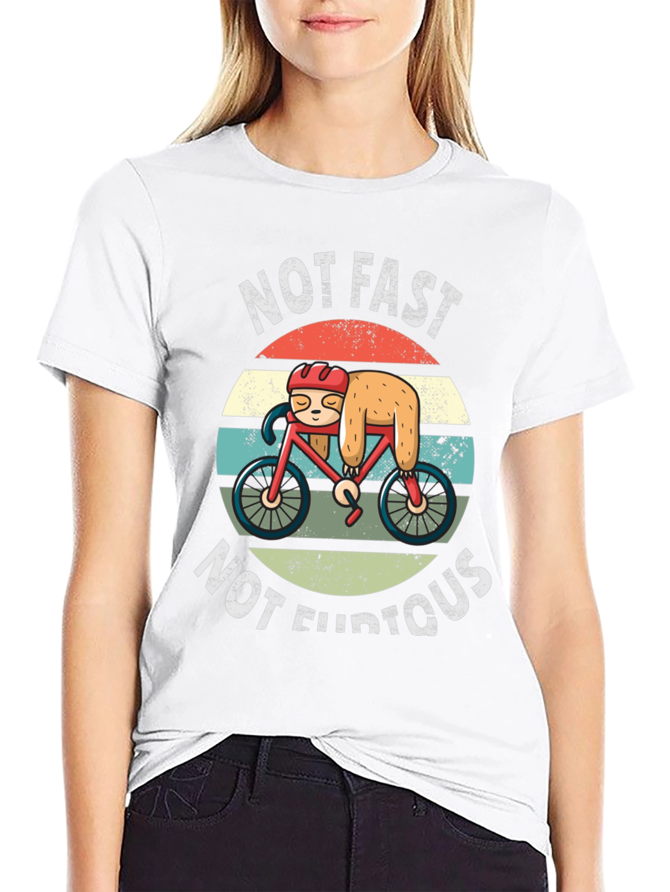 Black Not Fast Not Furious Sloth Biker T-Shirt view 9