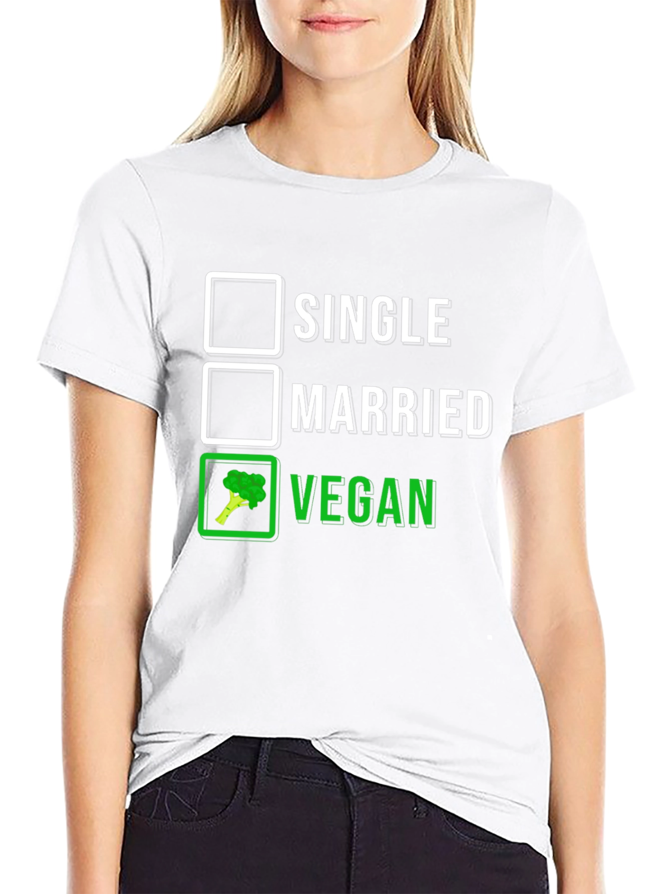 Black Vegan Lifestyle T-Shirt: Single, Married, Vegan Choice view 9