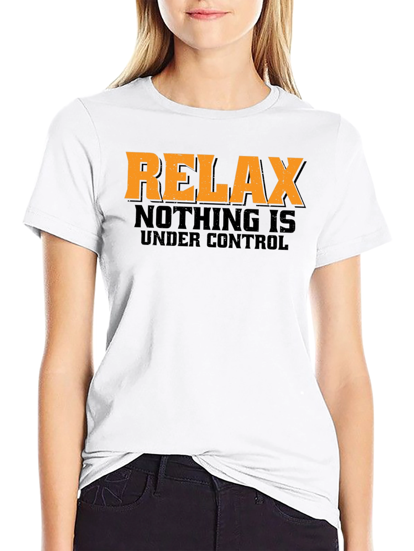 Black Relax Nothing is Under Control Graphic T-Shirt view 9