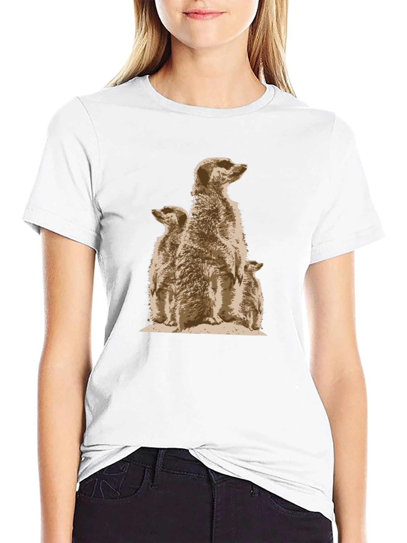 Black Meerkat Family Graphic Tee - Unique Animal Design view 9