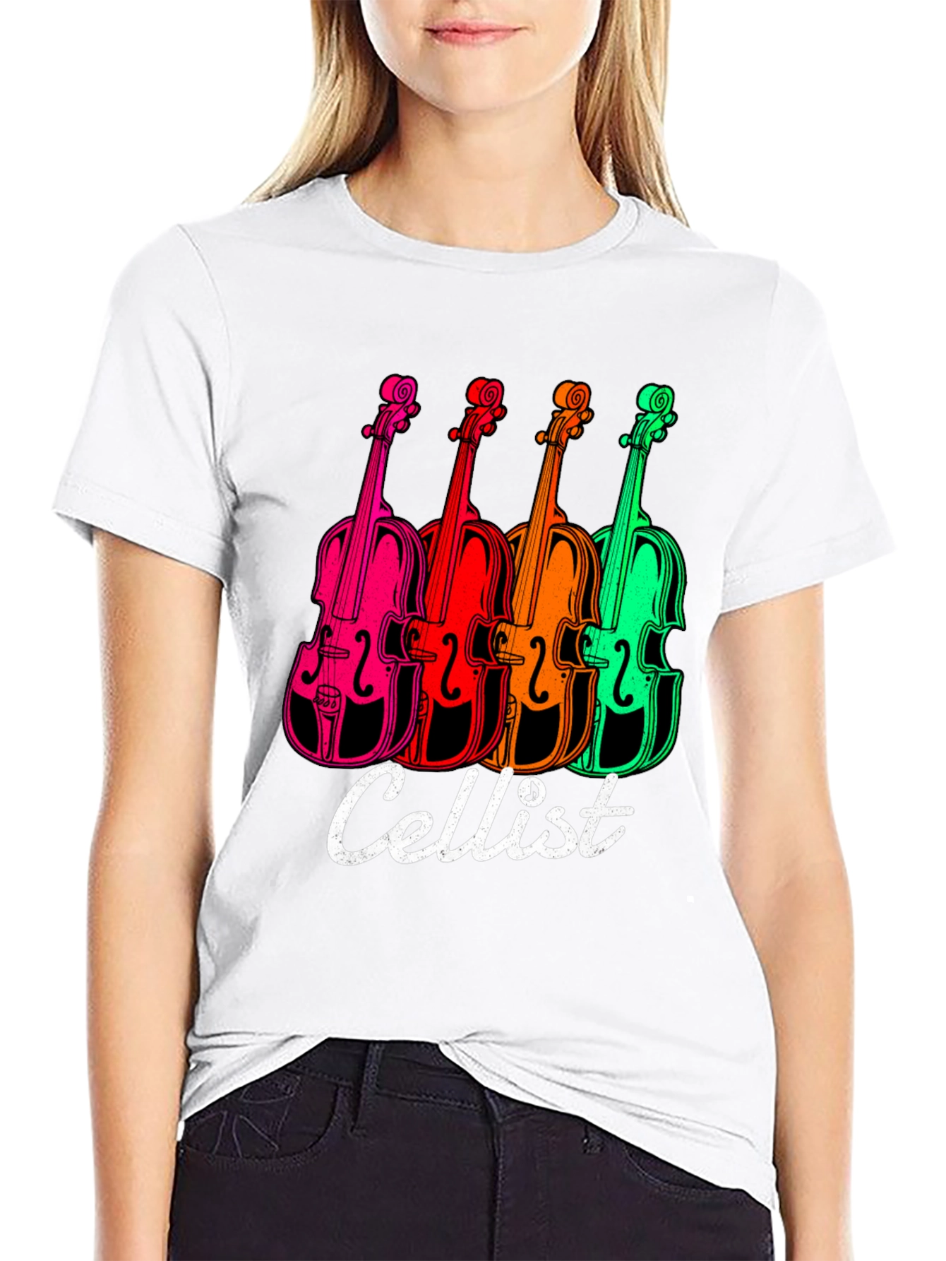 Black Cellist T-Shirt - Vibrant Violin Design view 9