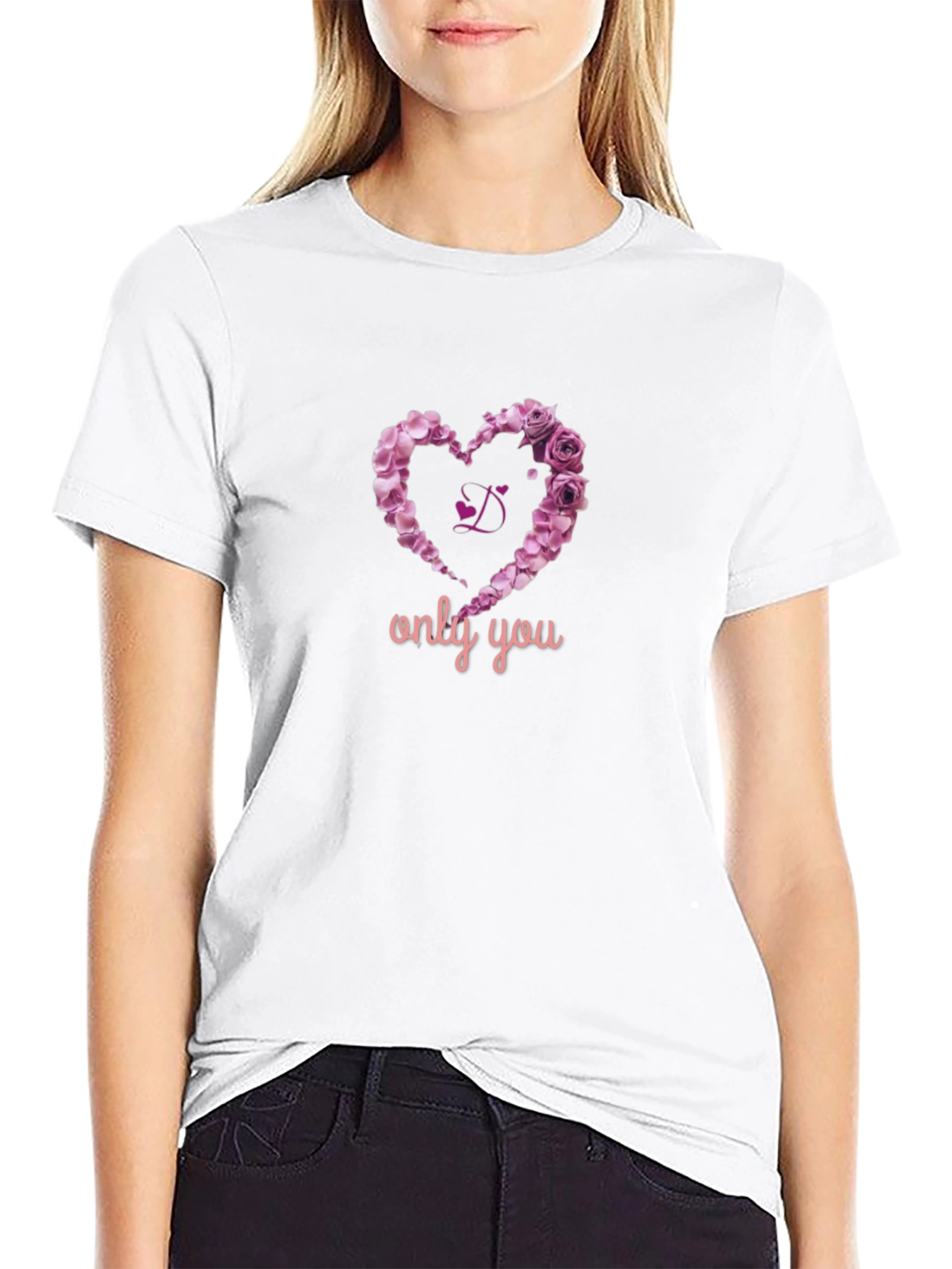 Black Rose Heart T-Shirt - Only You Design view 9