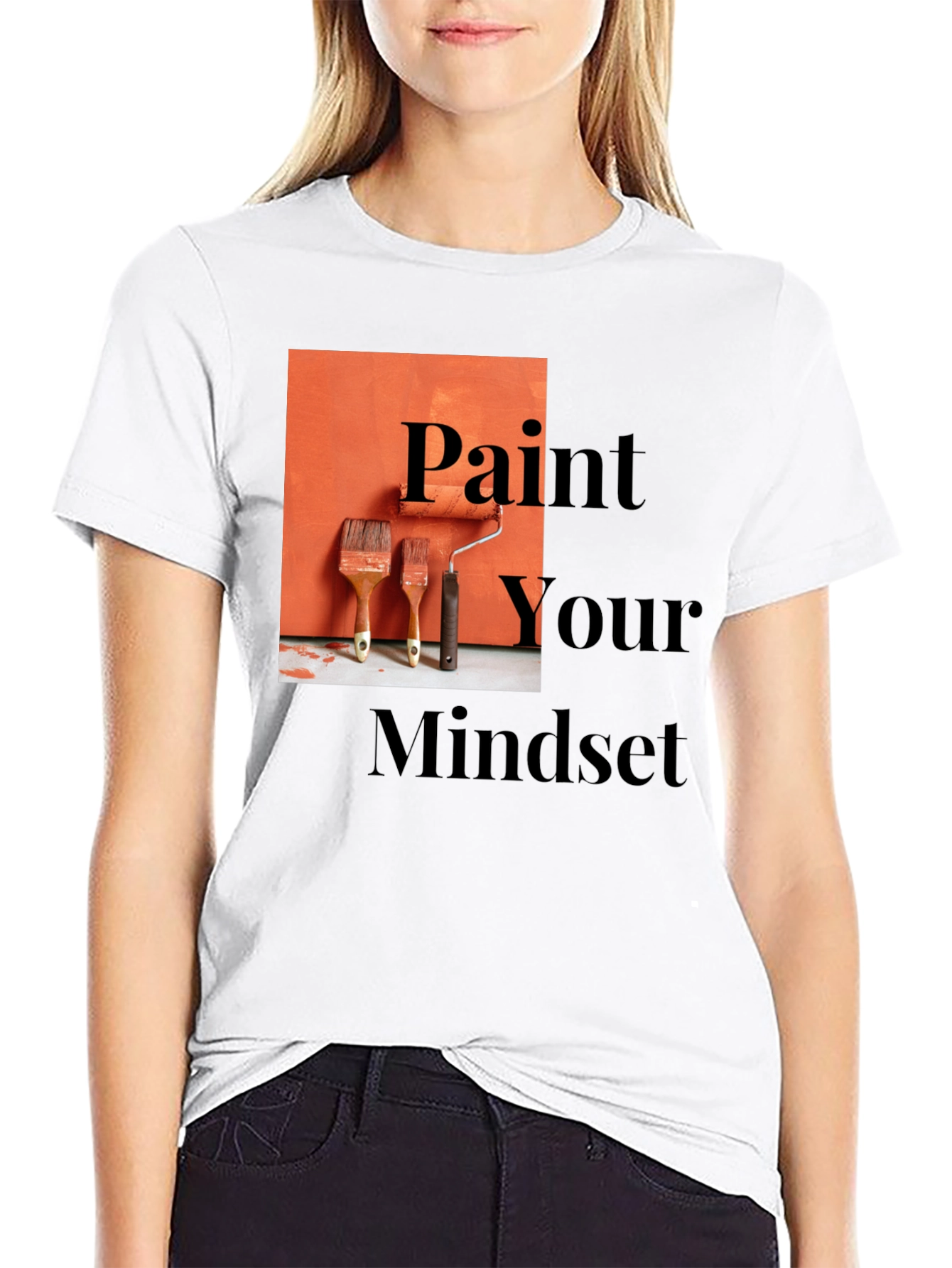 Black Paint Your Mindset Graphic Tee - Black view 9