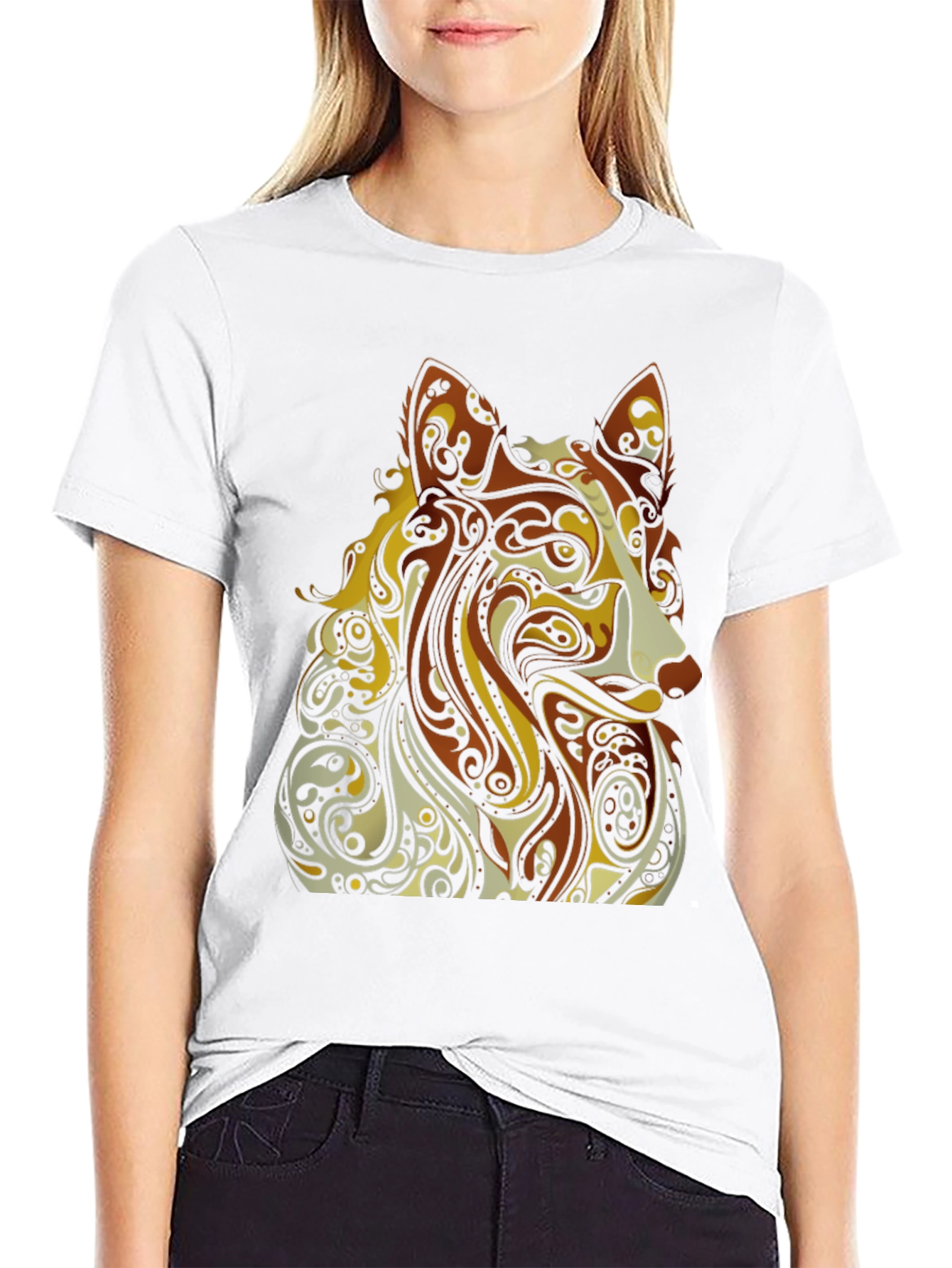 Black Abstract Dog Graphic Black T-Shirt - Artistic Style view 9