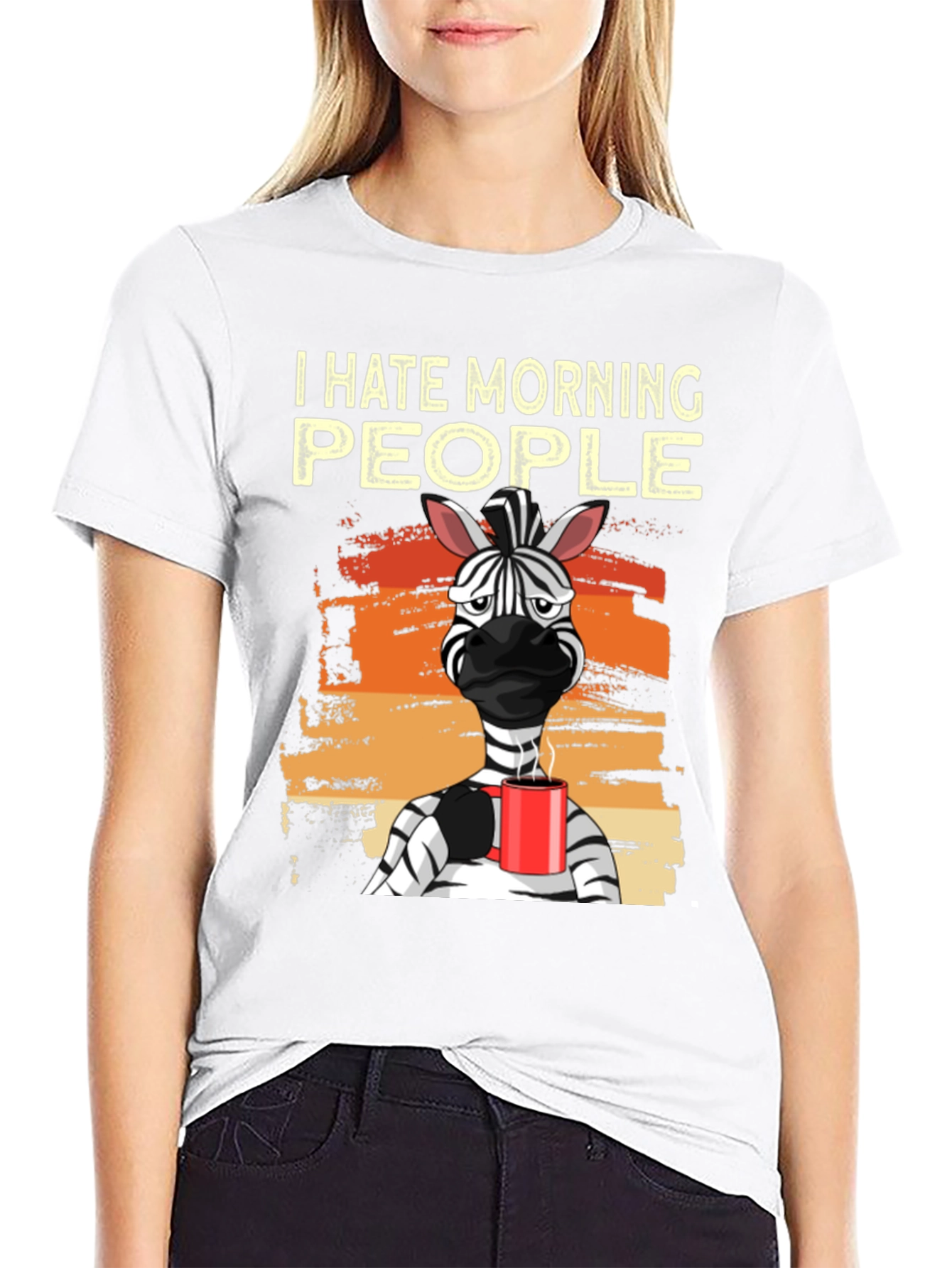 Black I Hate Morning People Zebra Graphic Tee view 9