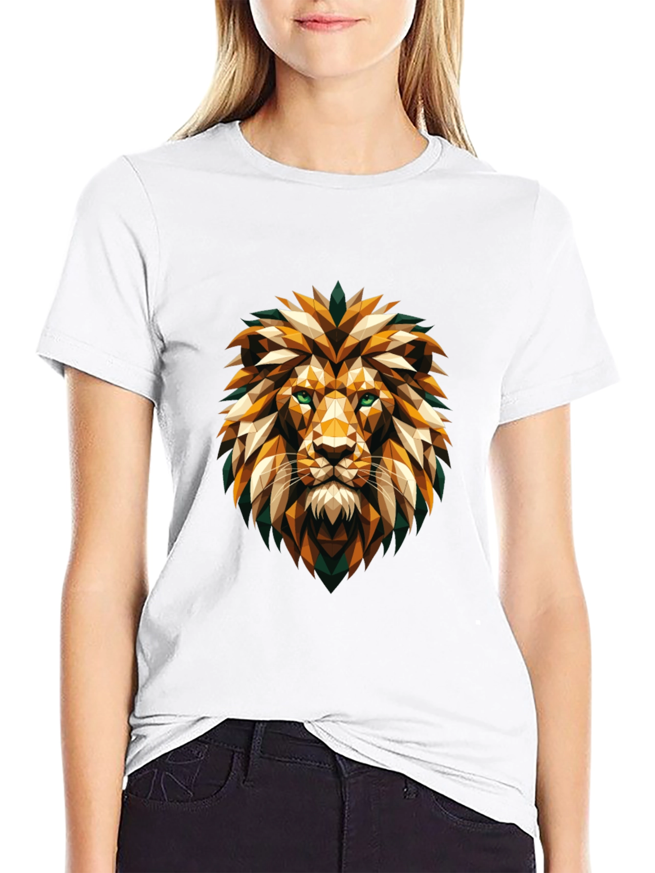 Black Geometric Lion Head Graphic Tee - Cool Stylish Design view 9