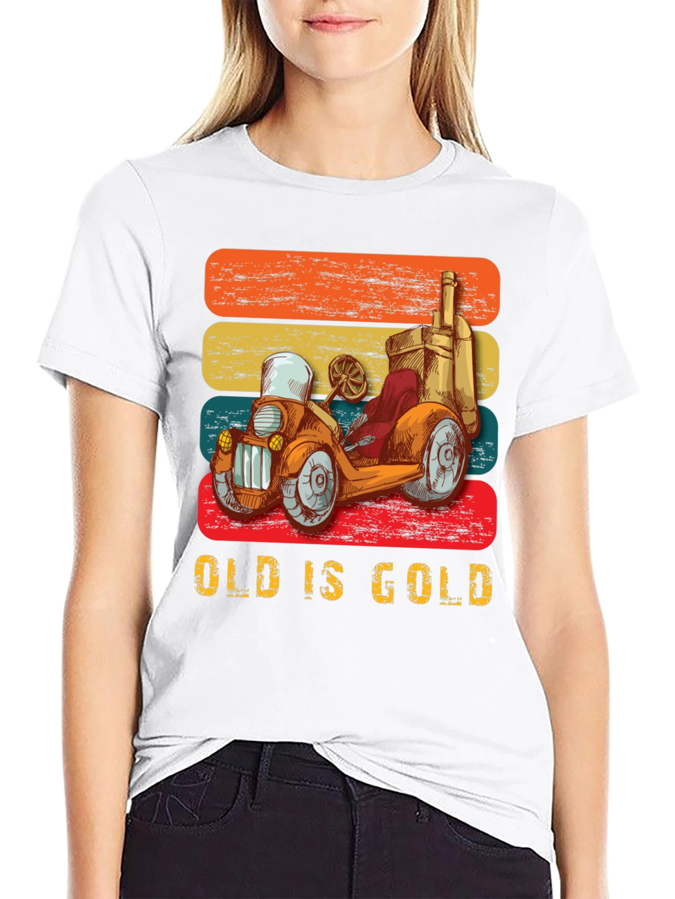 Black Vintage Car Graphic T-Shirt - Old is Gold view 9