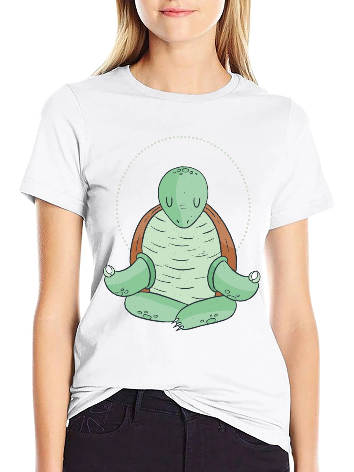 Black Zen Turtle Meditation T-Shirt - Relaxed Fit view 9