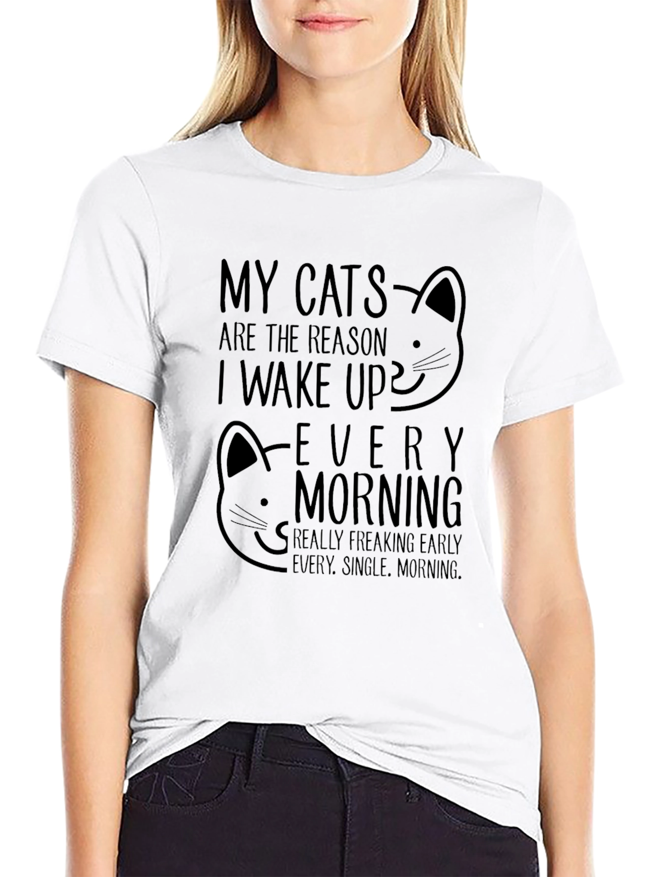 Black My Cats Reason Wake Up T-Shirt view 9