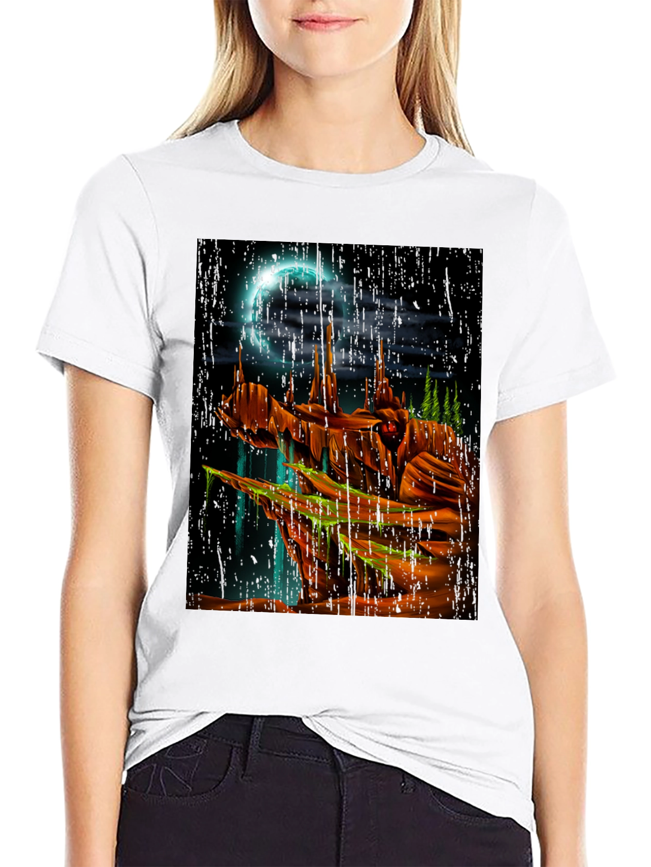 Black Mystic Landscape Graphic T-Shirt - Black view 9