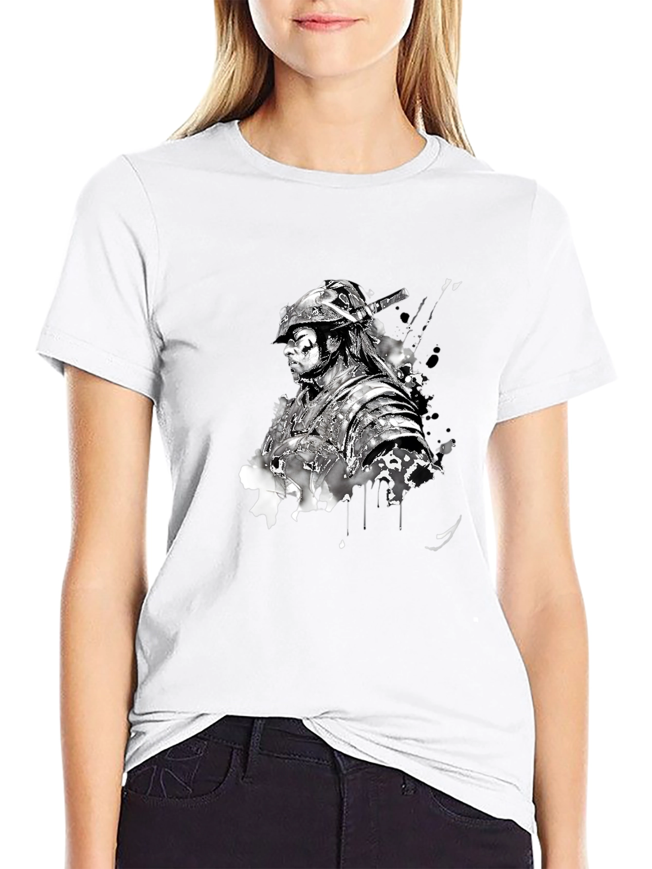 Black Samurai Graphic Print Black T-Shirt view 9
