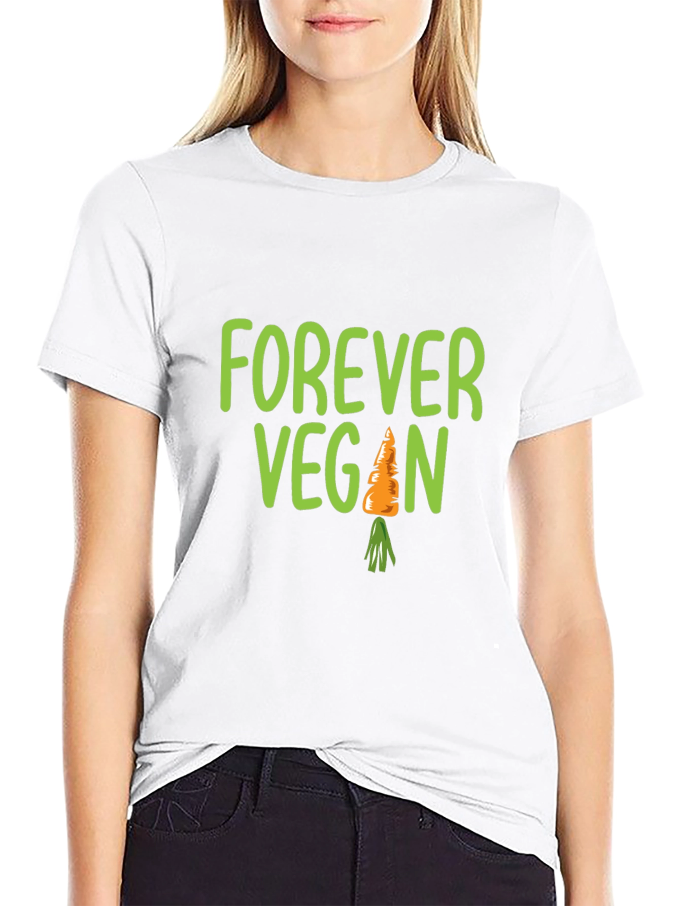 Black Forever Vegan Carrot T-Shirt - Unisex Black Tee view 9