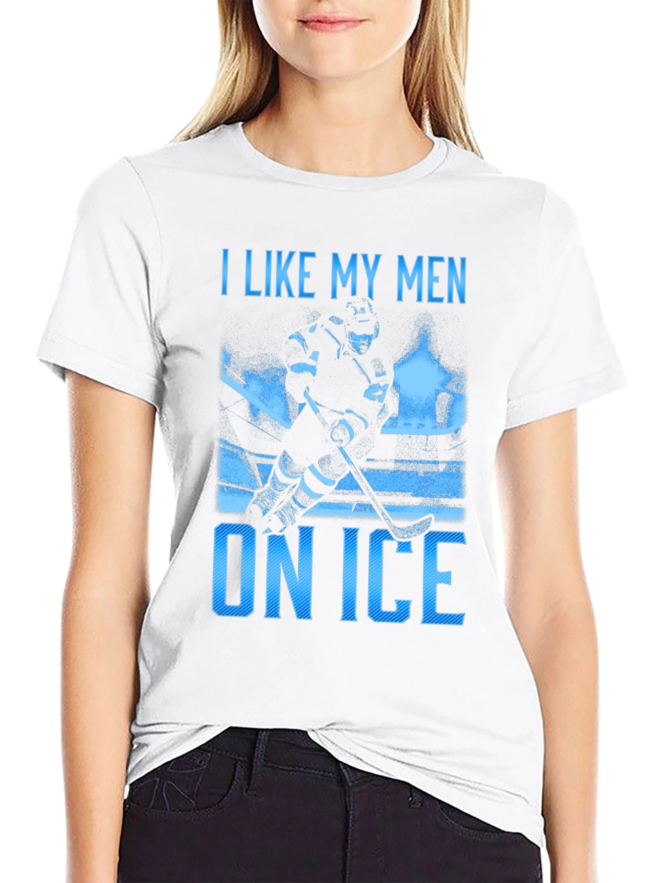 Black I Like My Men on Ice T-Shirt view 9