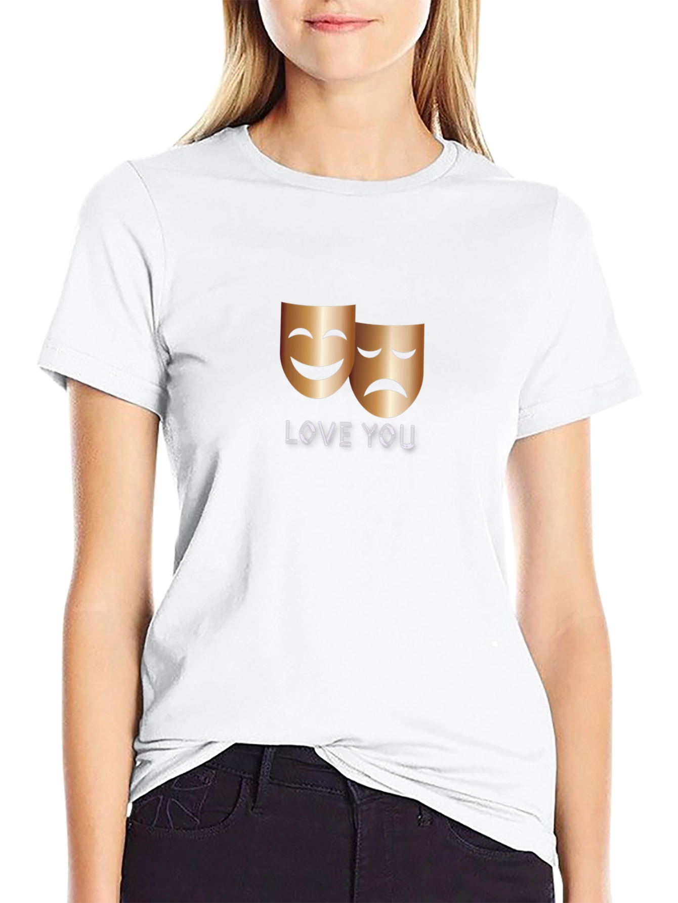 Black Love You Drama Masks Graphic Tee view 9