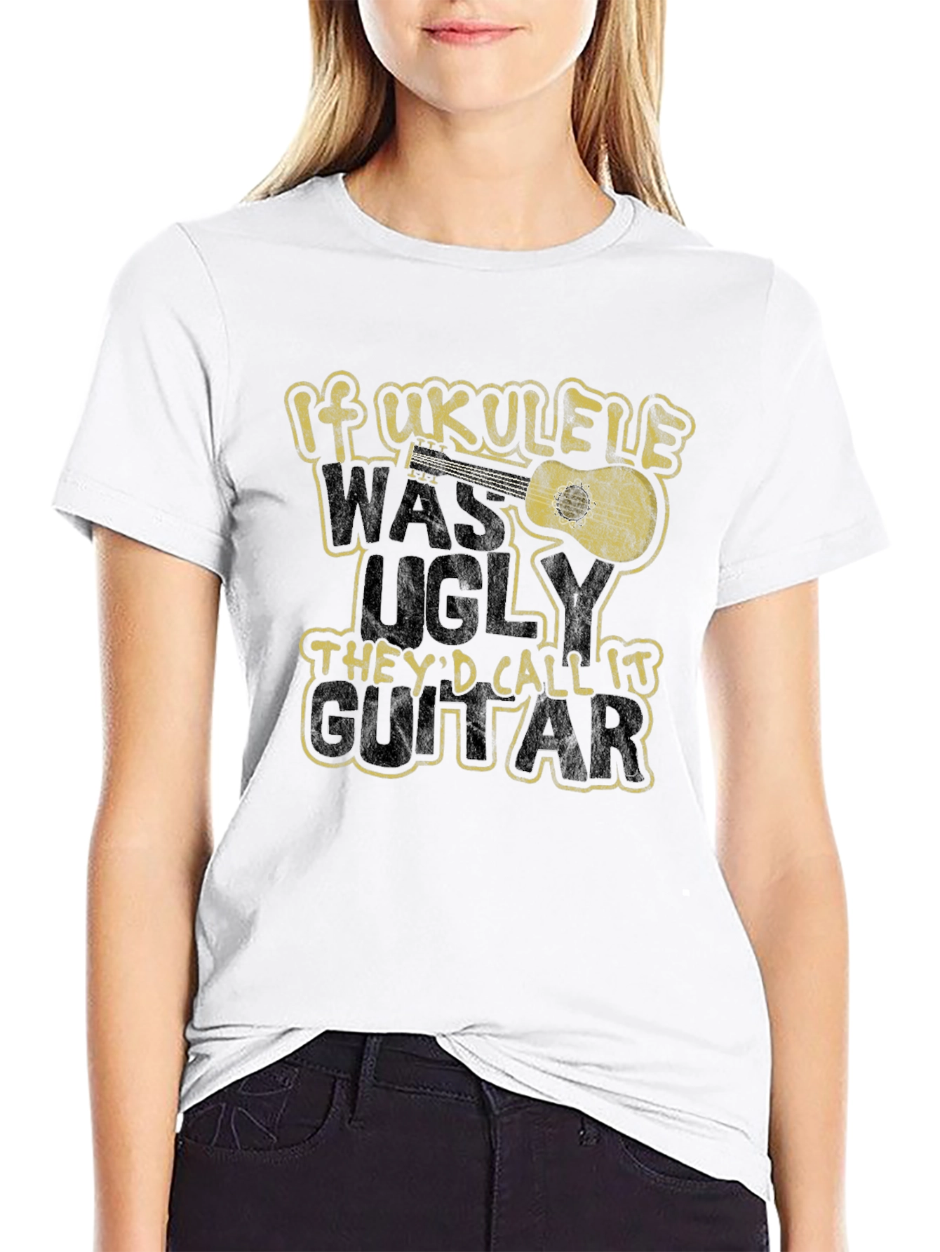Black If Ukulele Was Ugly T-Shirt view 9