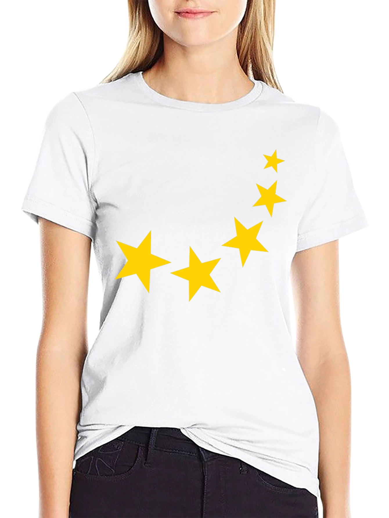 Black Starry Night Tee - Graphic Print Crew Neck T-Shirt view 9
