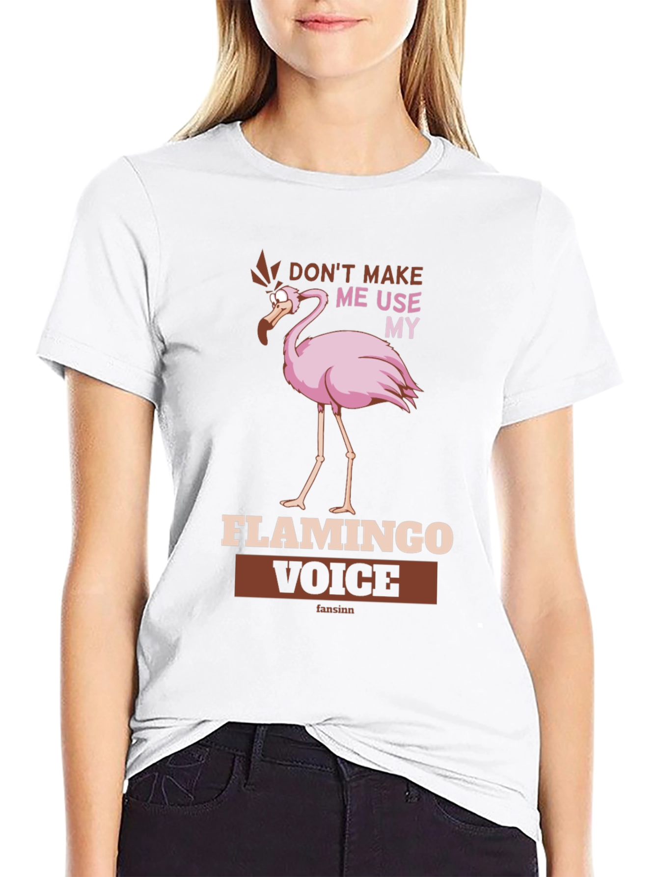 Black Funny Flamingo Voice T-Shirt - Don't Make Me Use My view 9