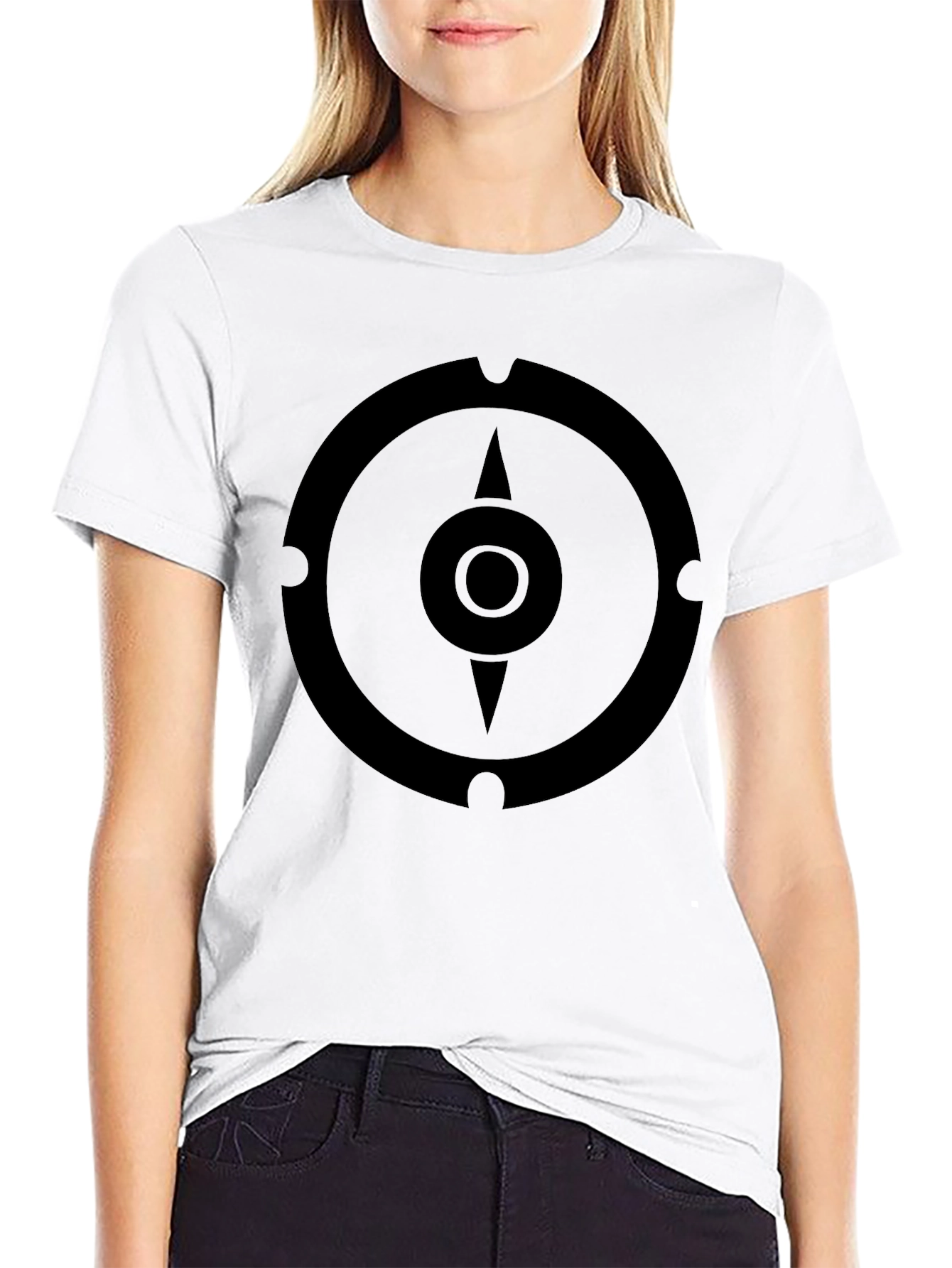 Black Geometric Compass Black T-Shirt view 9