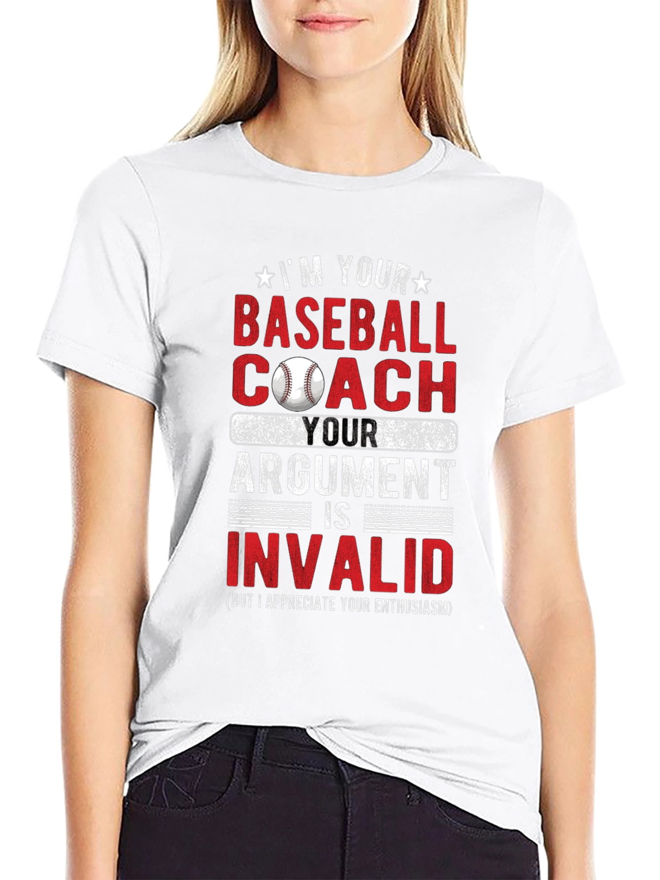 Black Baseball Coach T-Shirt - Argument is Invalid view 9