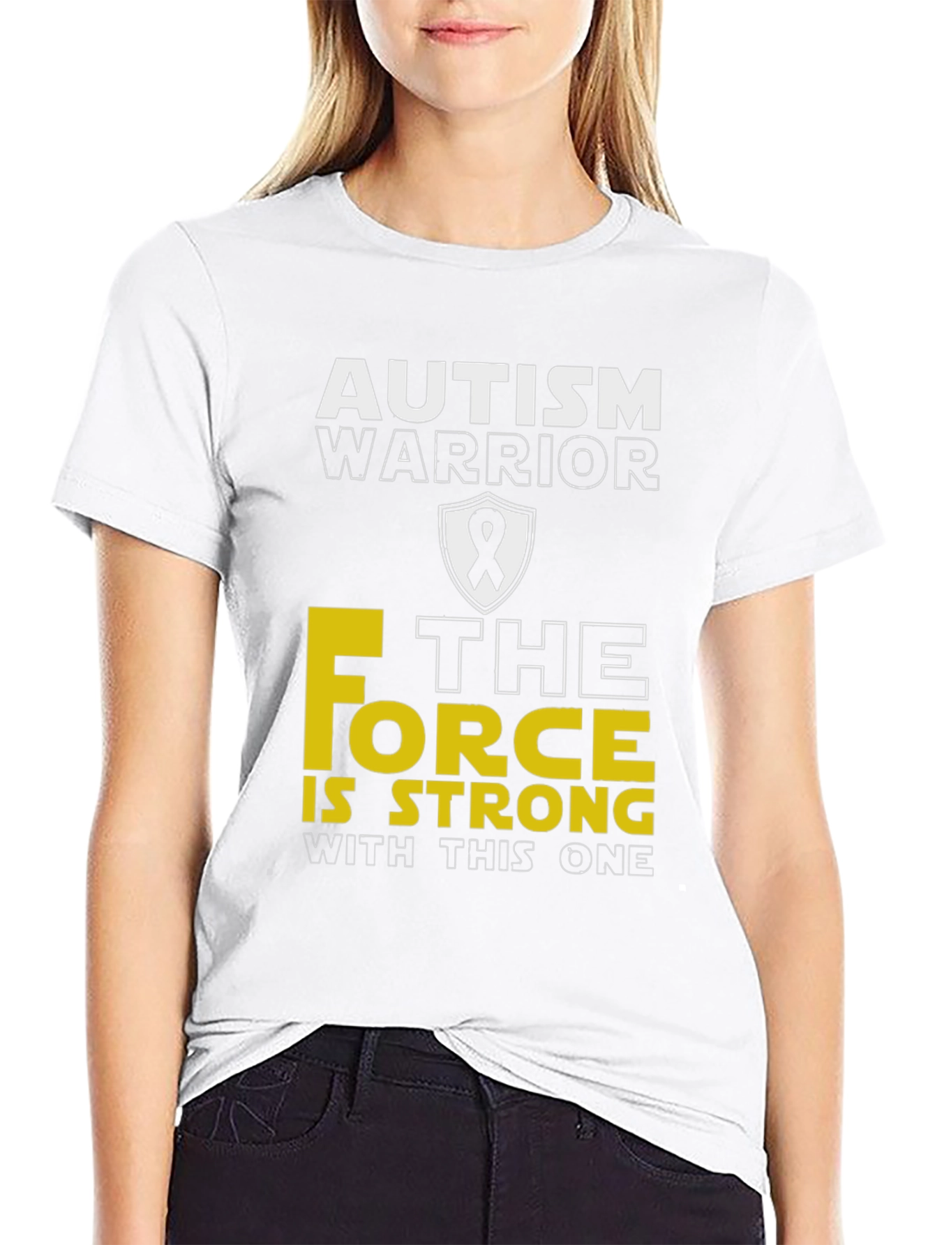 Black Autism Warrior "Force is Strong" T-Shirt view 9