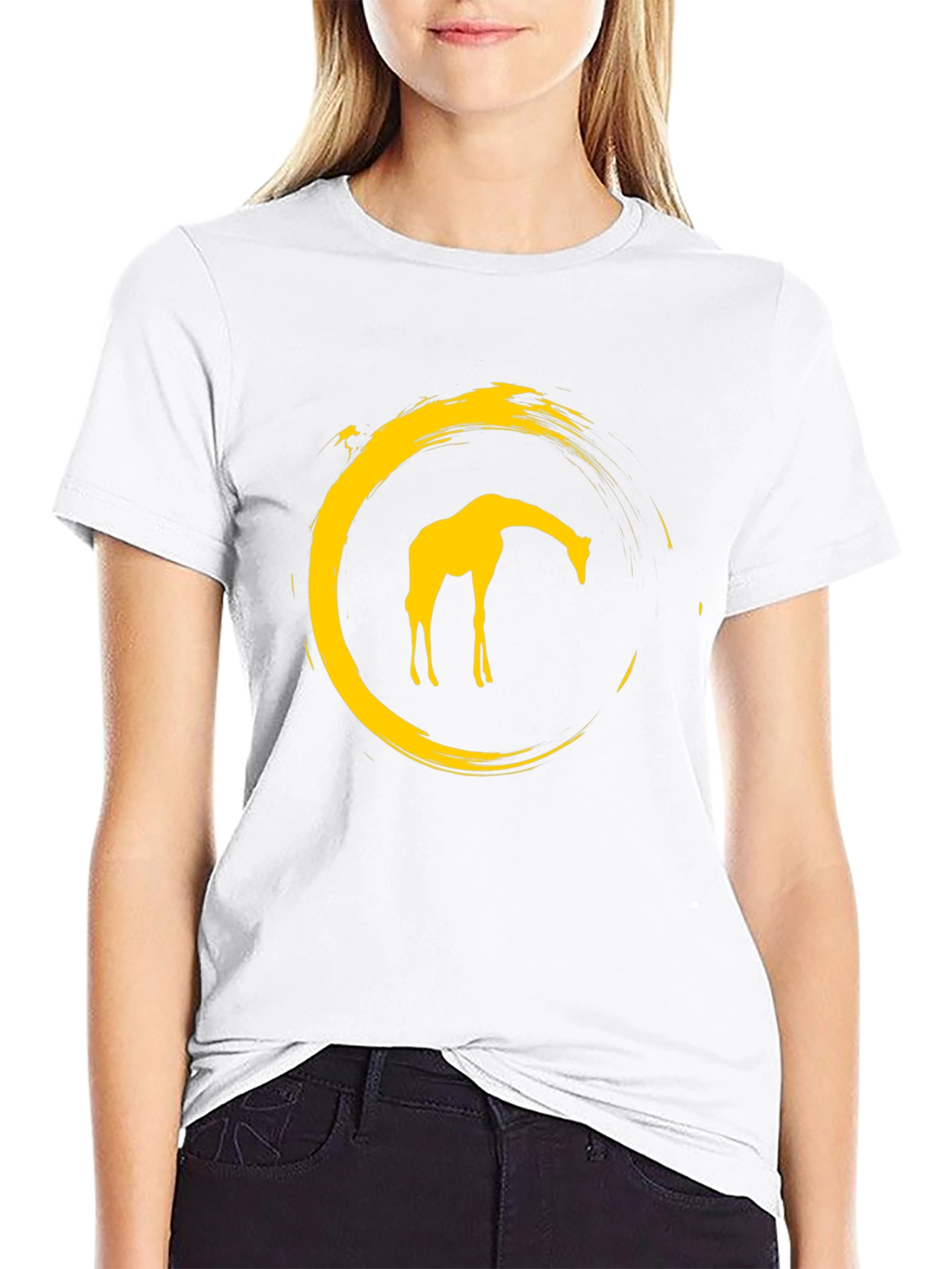 Black Giraffe Circle Graphic Tee - Modern Stylish Design view 9