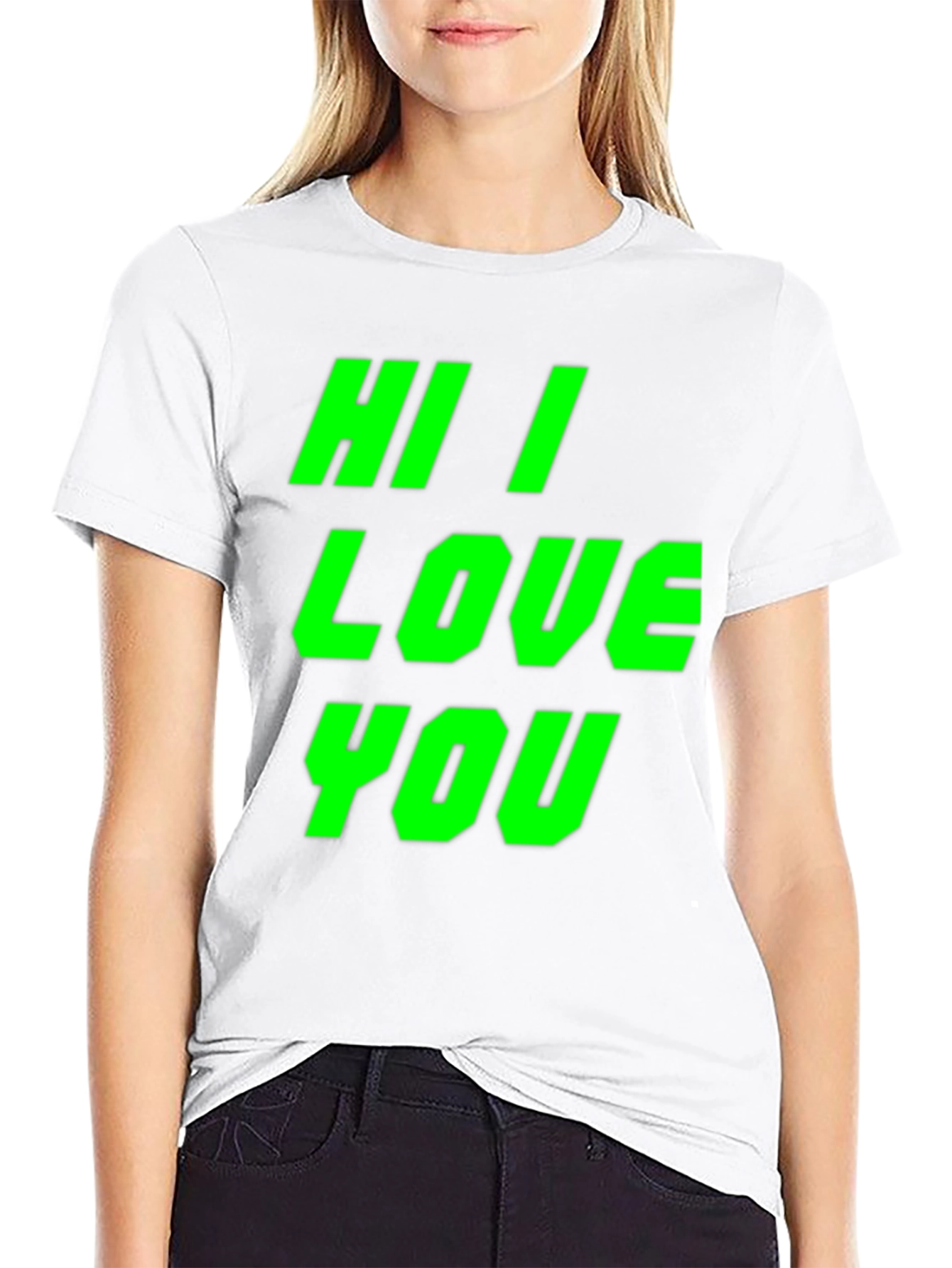 Black Hi I Love You Graphic Tee - Bold Statement Shirt view 9