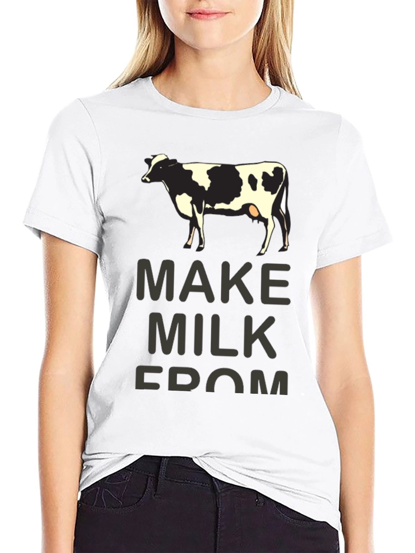 Black Make Milk From Cow T-Shirt - Humorous Graphic Tee view 9
